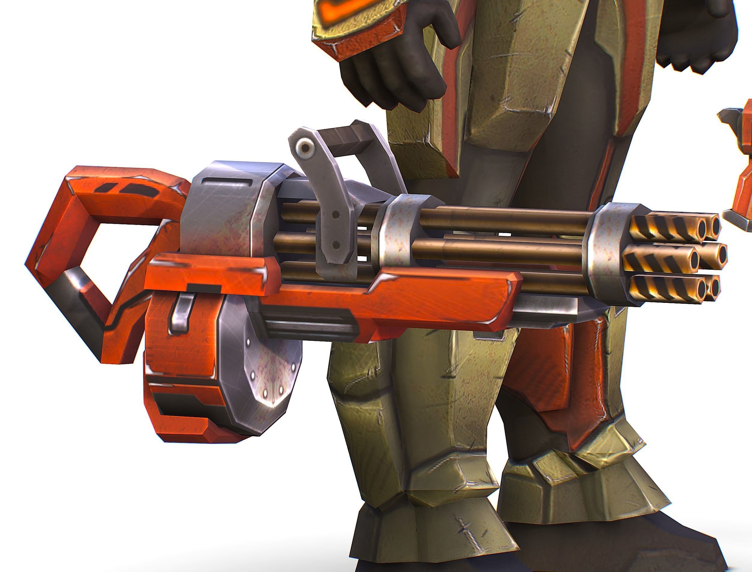 Male Cyborg - Man Machine Gun with Rifle and Pistol Low-poly 3D model_44