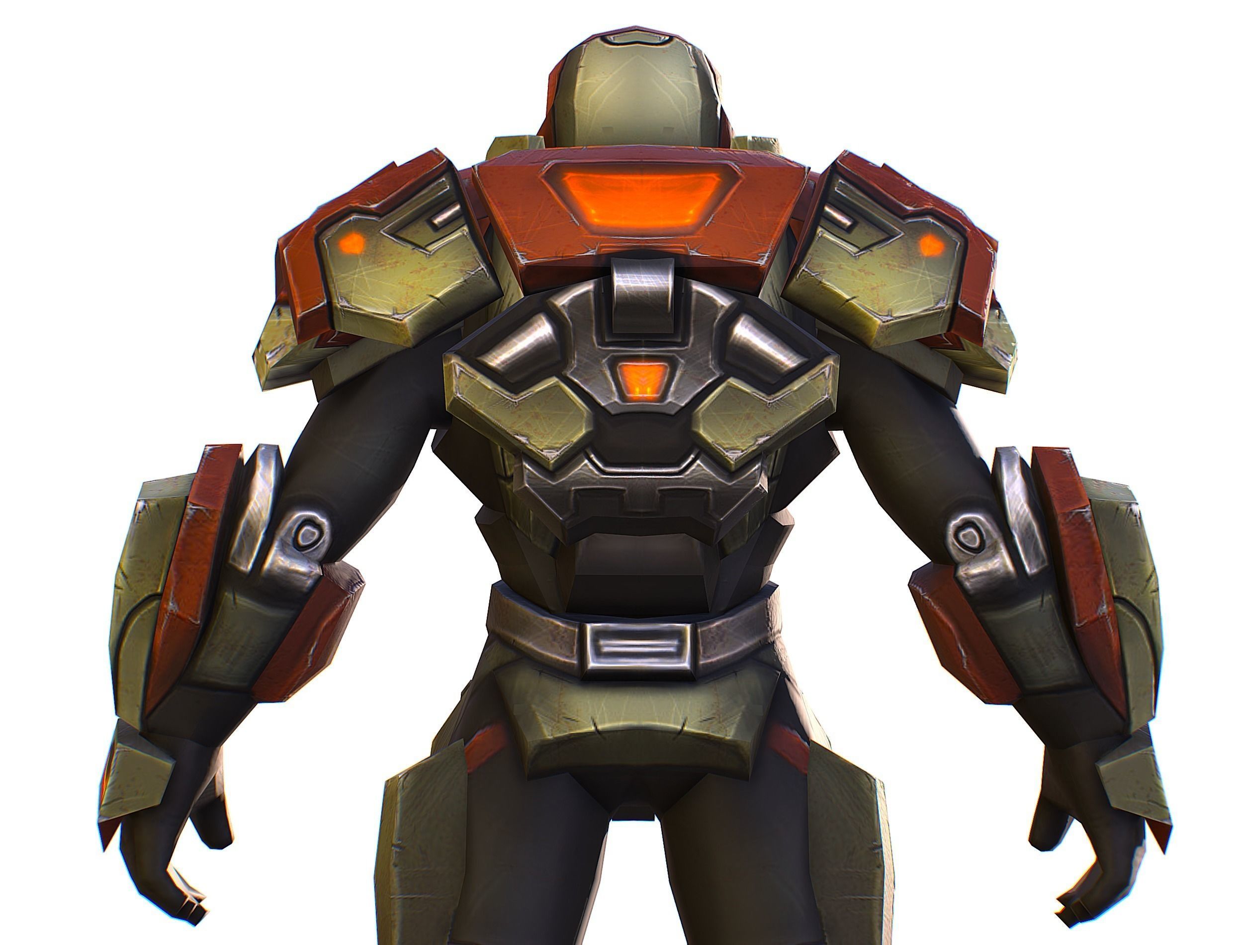 Male Cyborg - Man Machine Gun with Rifle and Pistol Low-poly 3D model_28