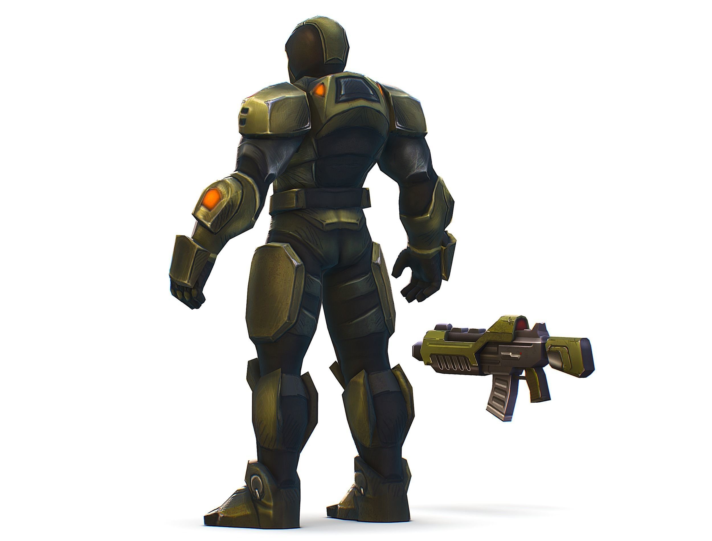 Sci-Fi Man Cyborg - Male Drone Trooper Soldier Low-poly 3D model_12
