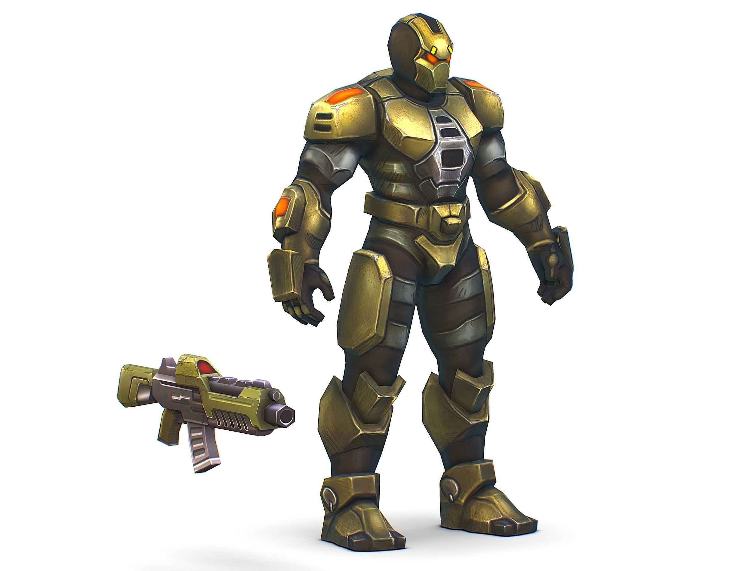 Sci-Fi Man Cyborg - Male Drone Trooper Soldier Low-poly 3D model_1