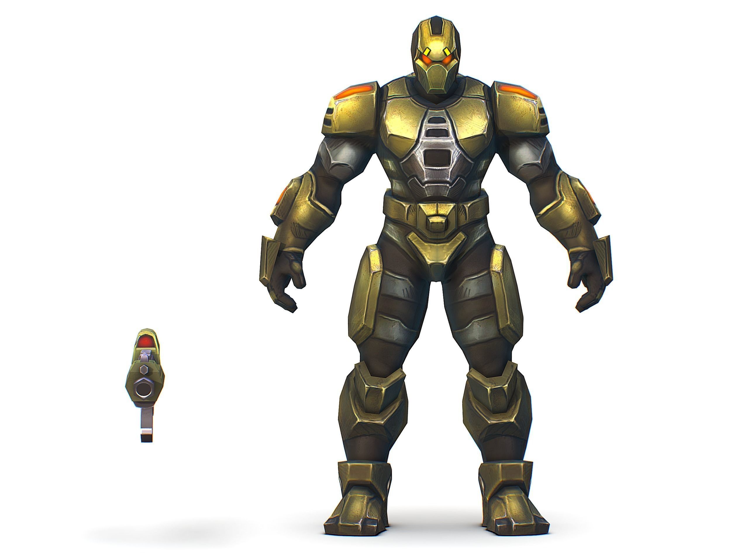 Sci-Fi Man Cyborg - Male Drone Trooper Soldier Low-poly 3D model_20