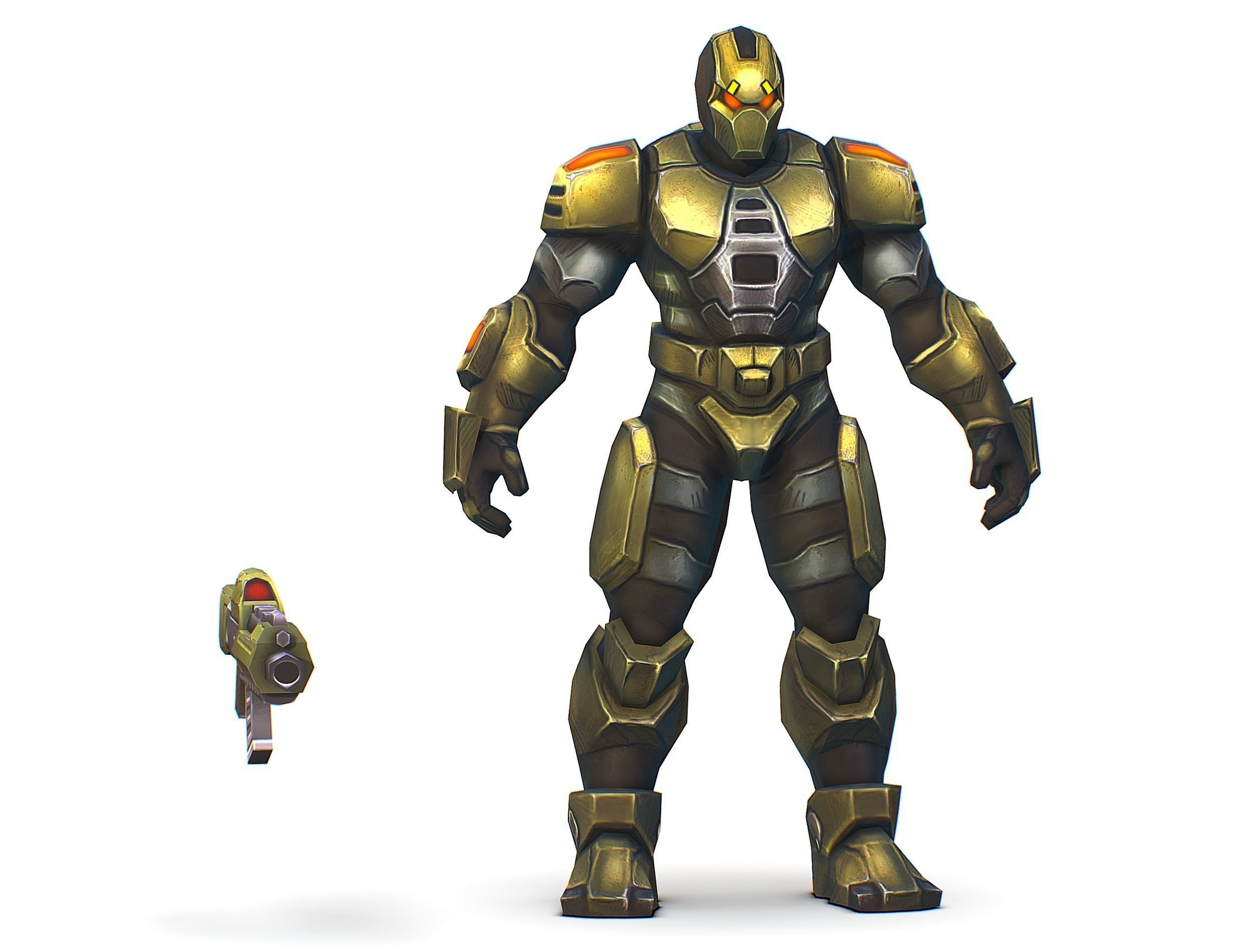 Sci-Fi Man Cyborg - Male Drone Trooper Soldier Low-poly 3D model_21