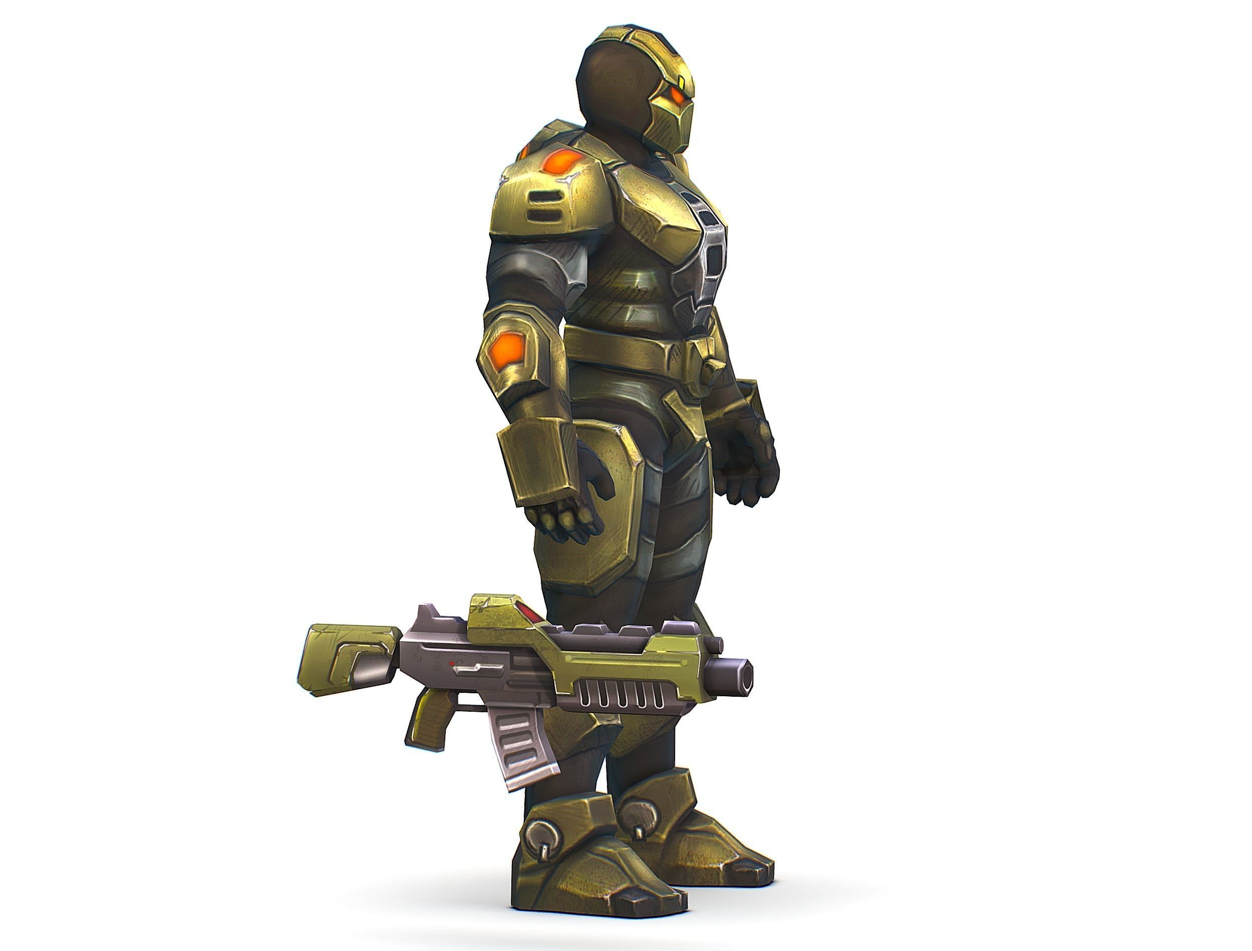 Sci-Fi Man Cyborg - Male Drone Trooper Soldier Low-poly 3D model_4