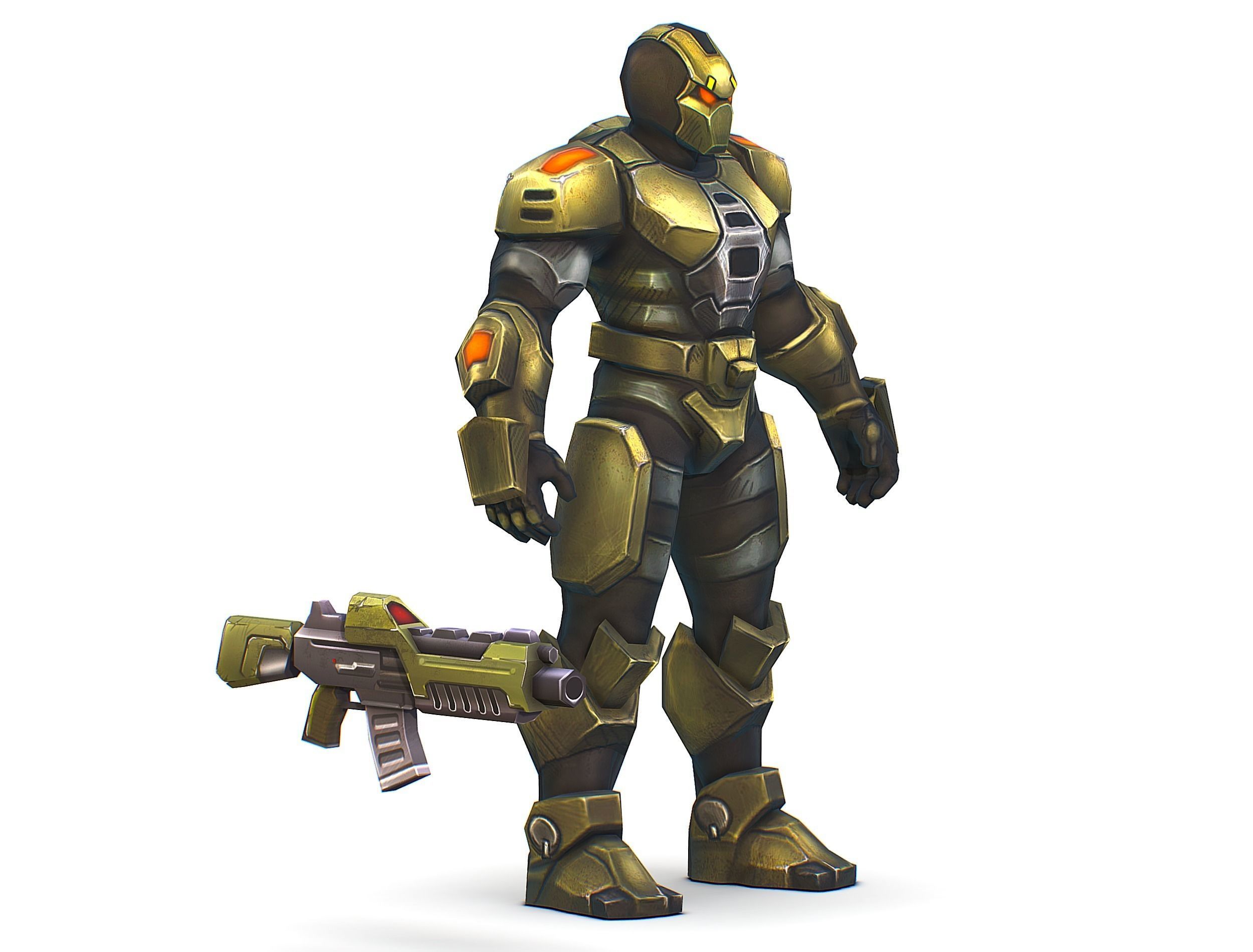 Sci-Fi Man Cyborg - Male Drone Trooper Soldier Low-poly 3D model_2