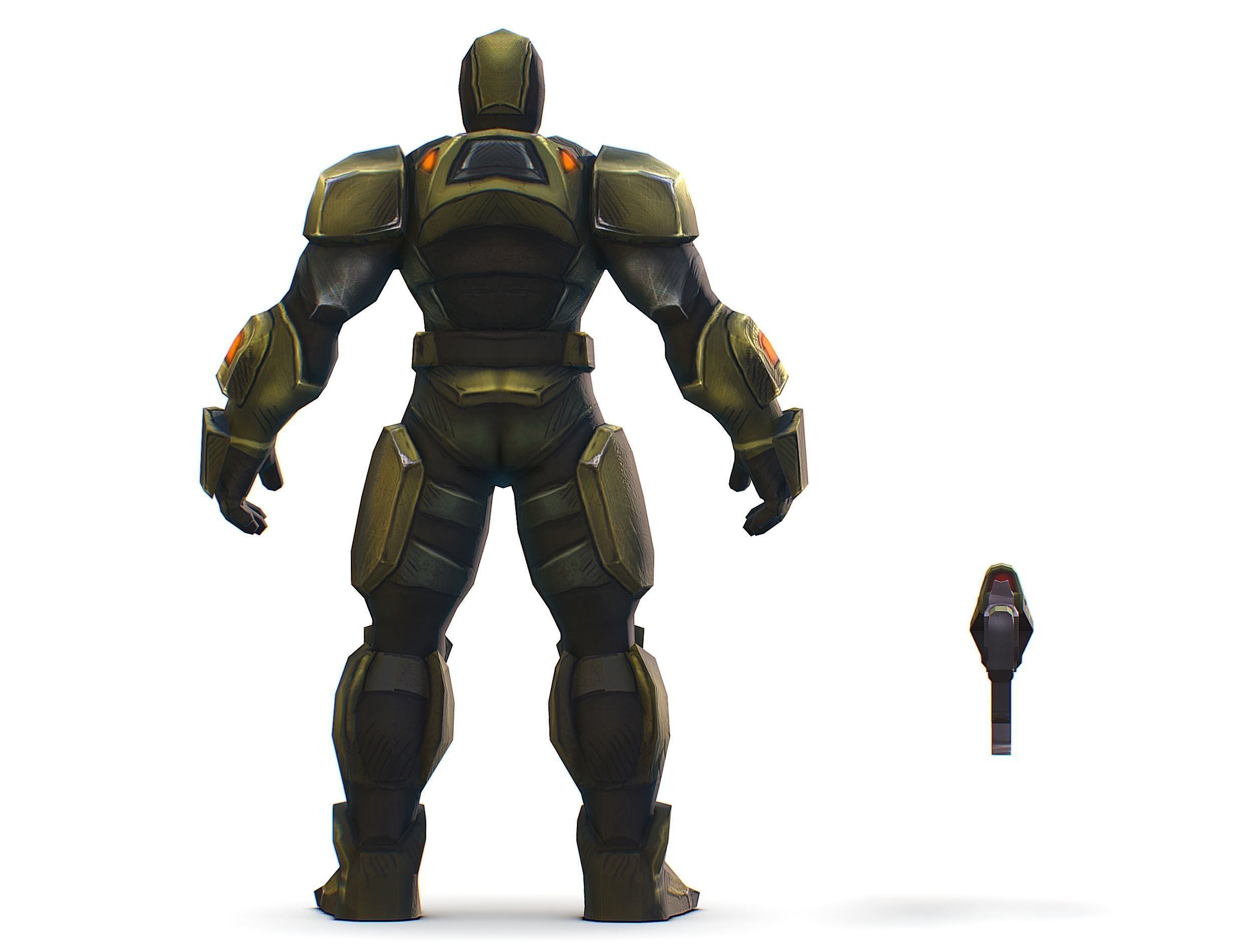 Sci-Fi Man Cyborg - Male Drone Trooper Soldier Low-poly 3D model_10