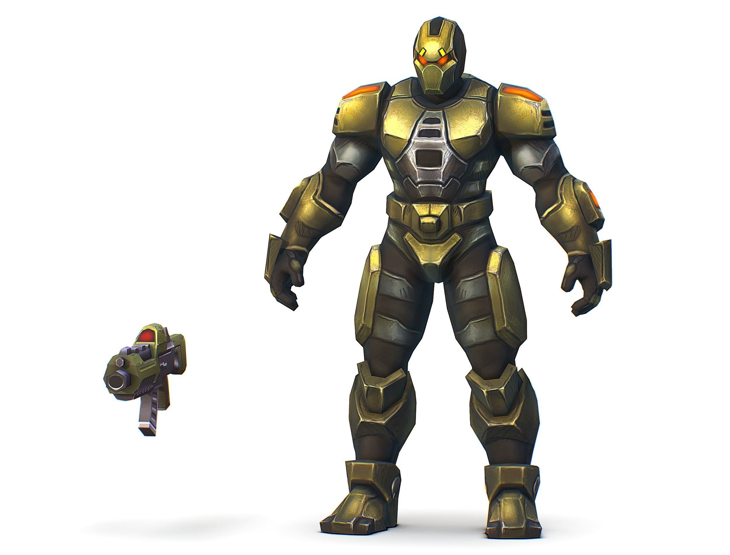 Sci-Fi Man Cyborg - Male Drone Trooper Soldier Low-poly 3D model_19