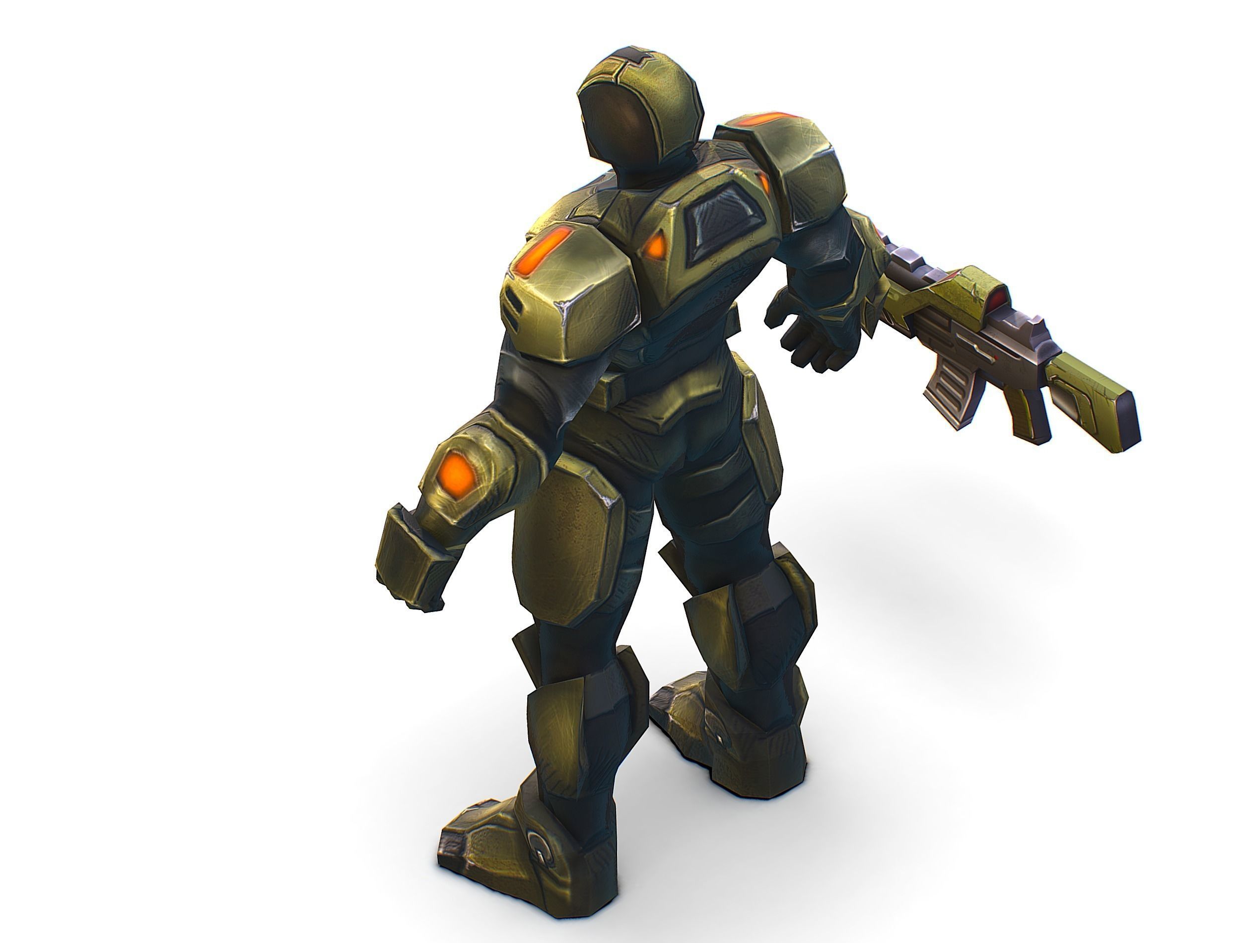 Sci-Fi Man Cyborg - Male Drone Trooper Soldier Low-poly 3D model_36
