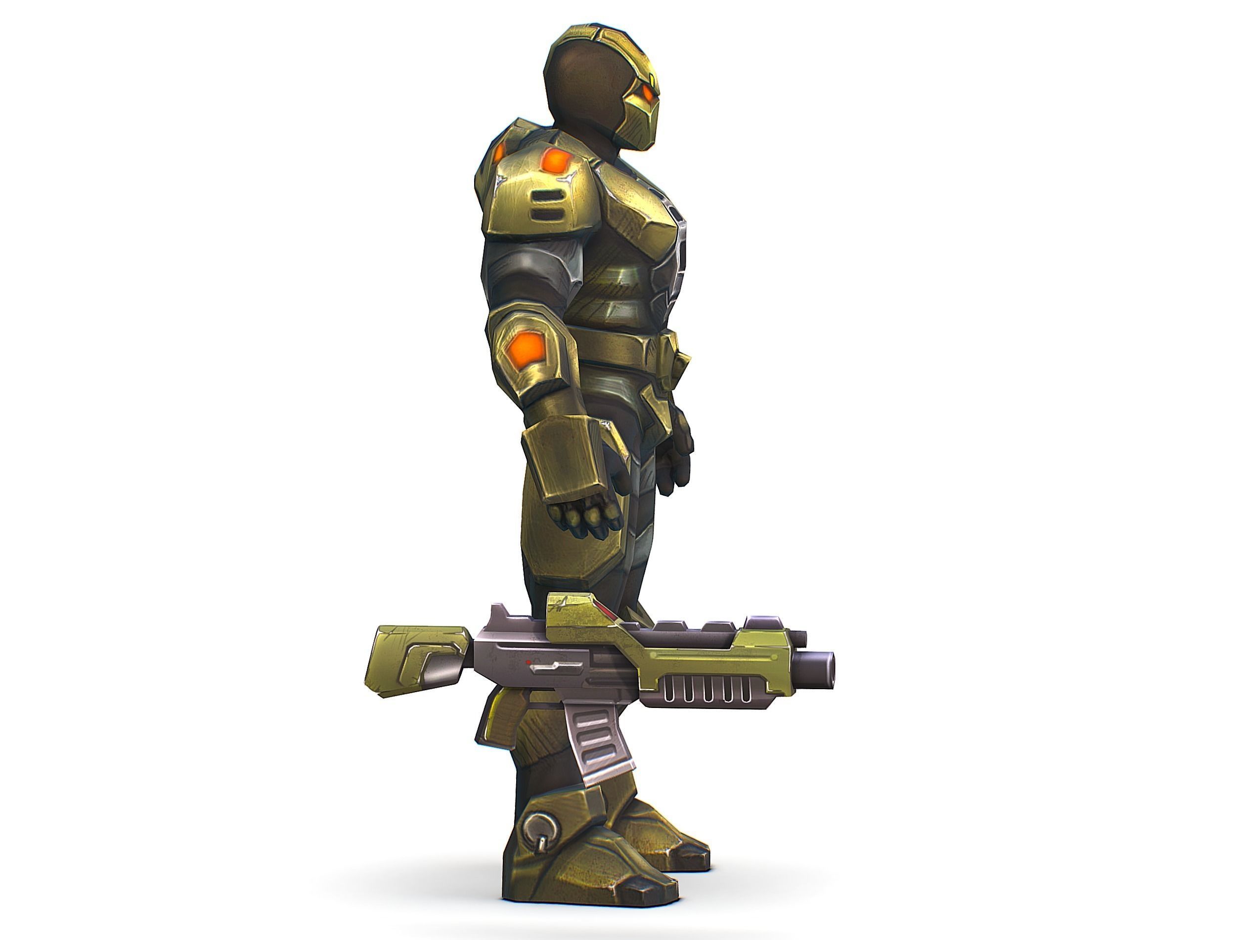 Sci-Fi Man Cyborg - Male Drone Trooper Soldier Low-poly 3D model_5