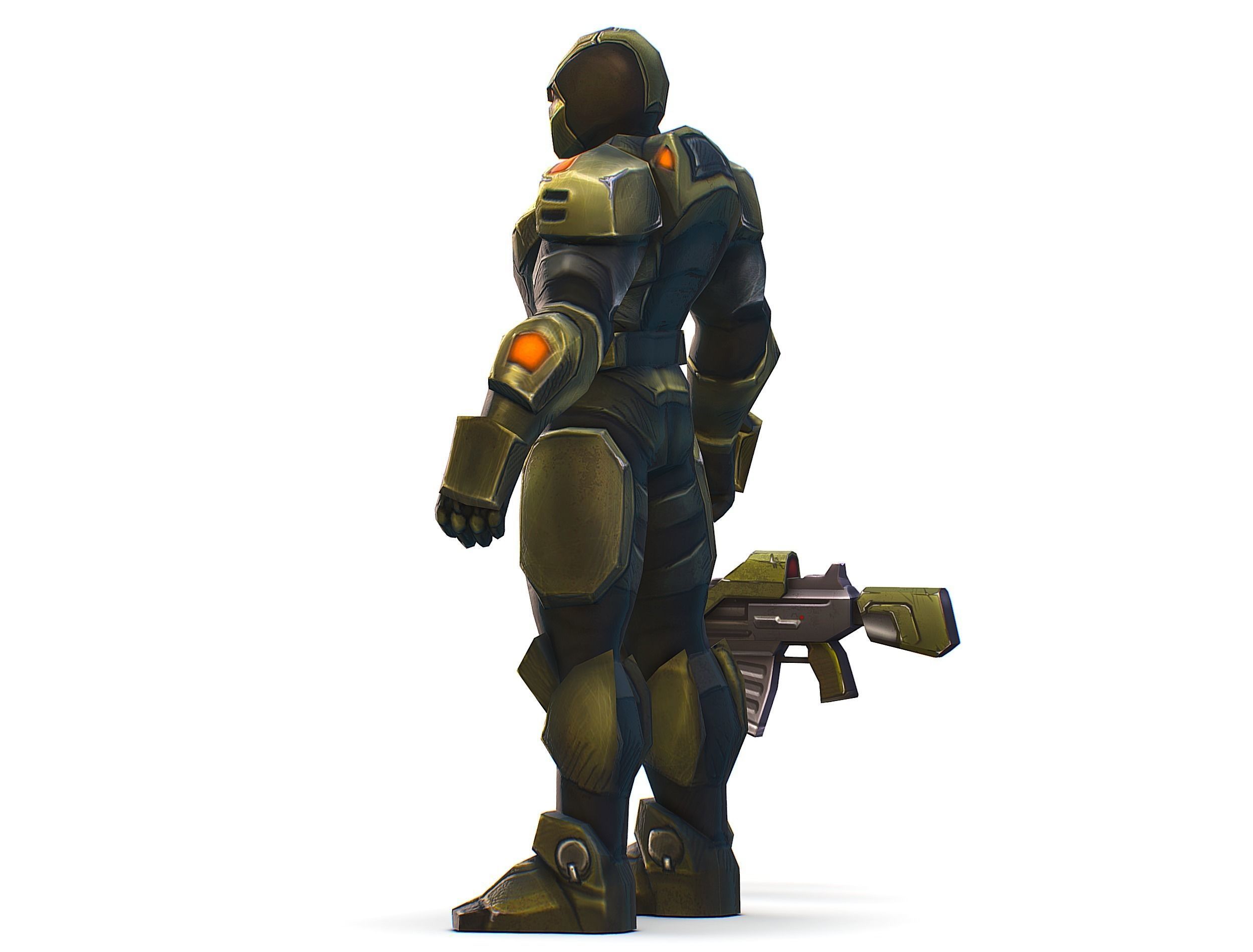 Sci-Fi Man Cyborg - Male Drone Trooper Soldier Low-poly 3D model_13