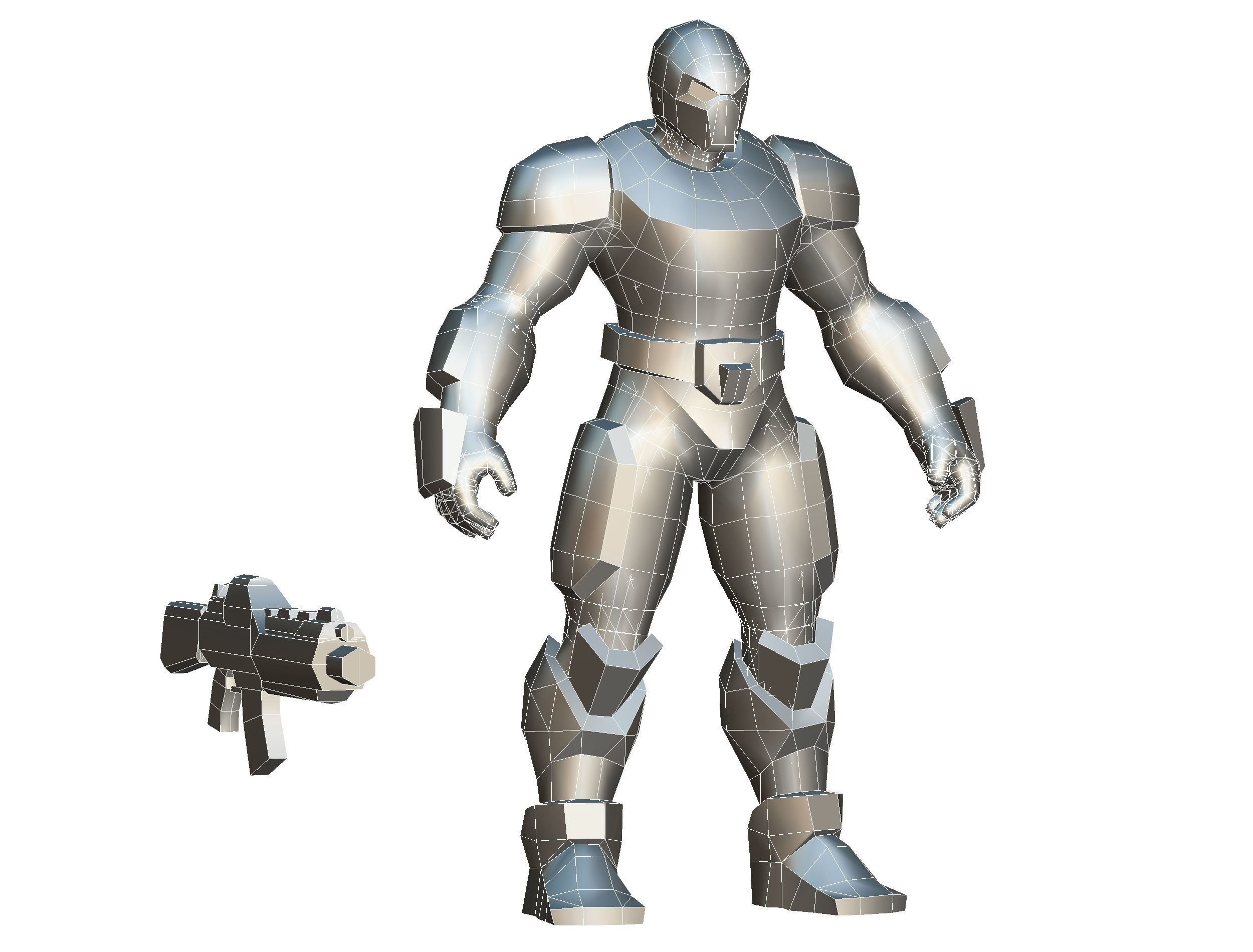 Sci-Fi Man Cyborg - Male Drone Trooper Soldier Low-poly 3D model_55