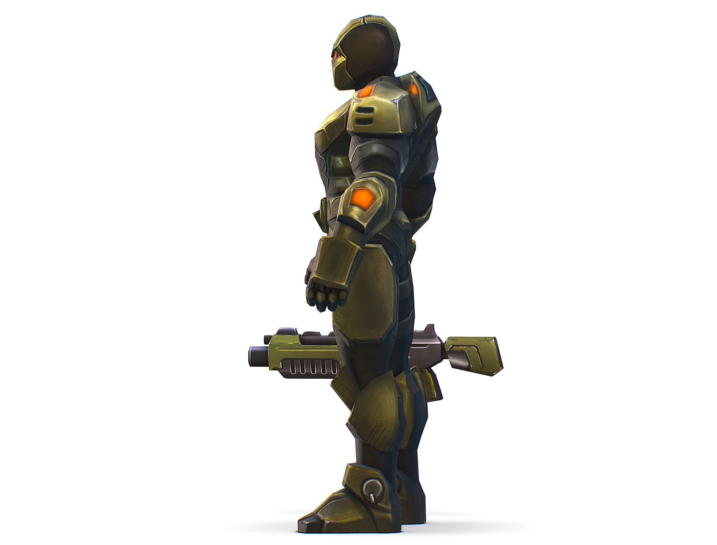 Sci-Fi Man Cyborg - Male Drone Trooper Soldier Low-poly 3D model_14