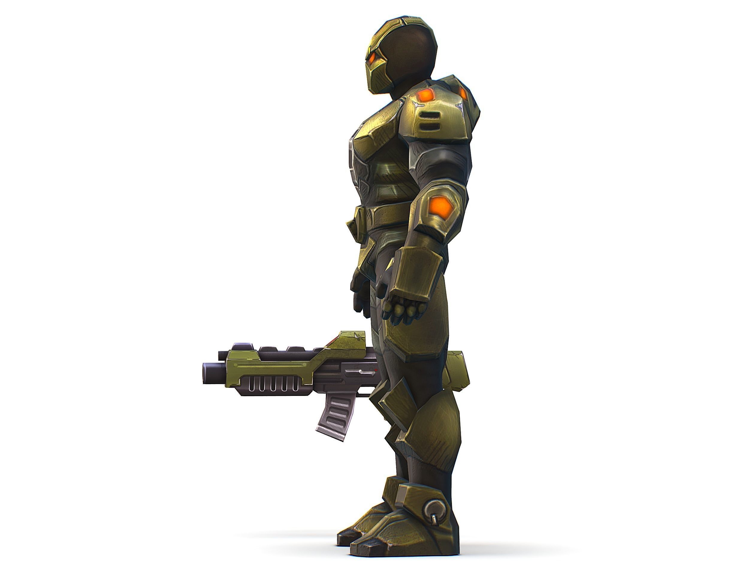 Sci-Fi Man Cyborg - Male Drone Trooper Soldier Low-poly 3D model_15