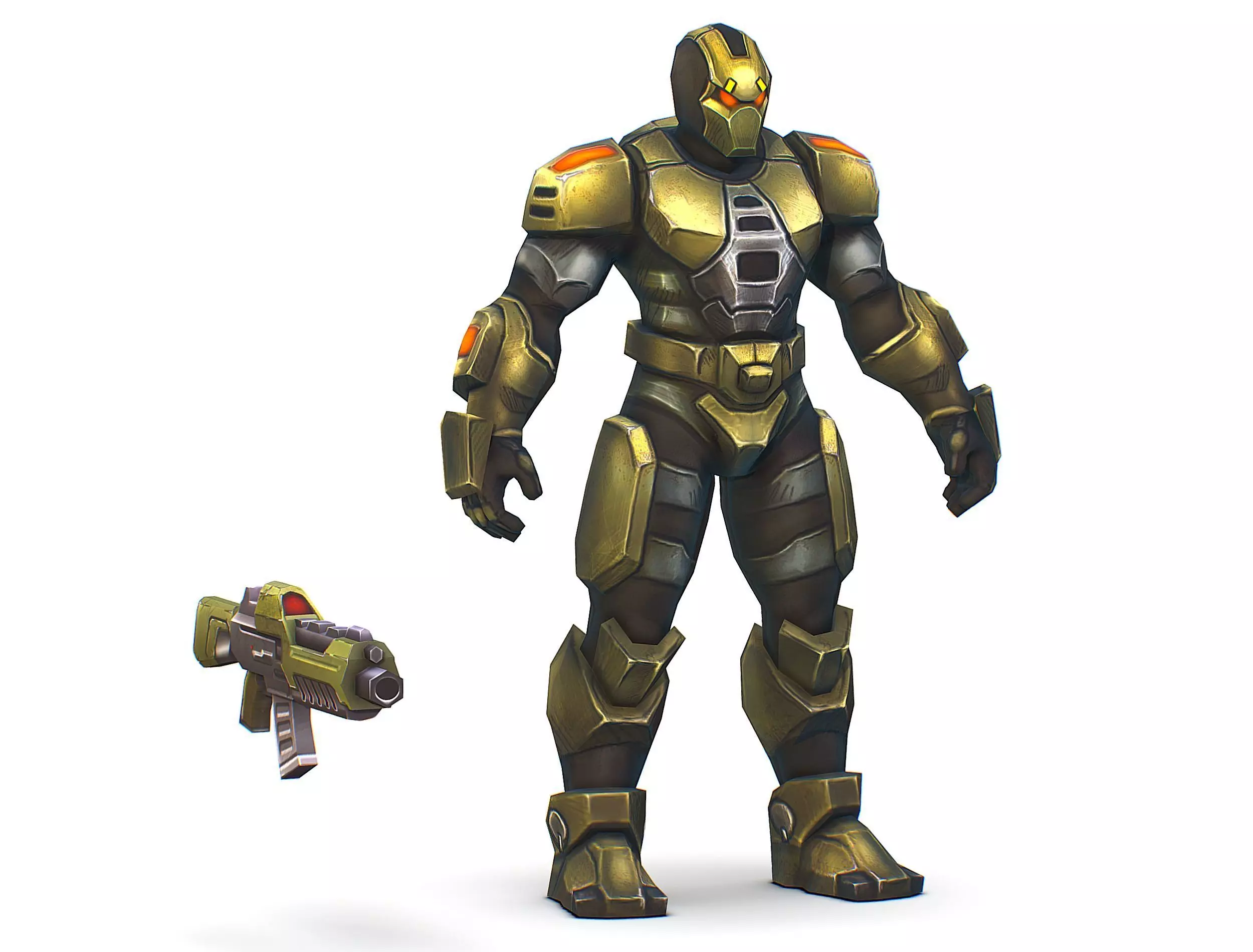 Sci-Fi Man Cyborg - Male Drone Trooper Soldier Low-poly 3D model_0