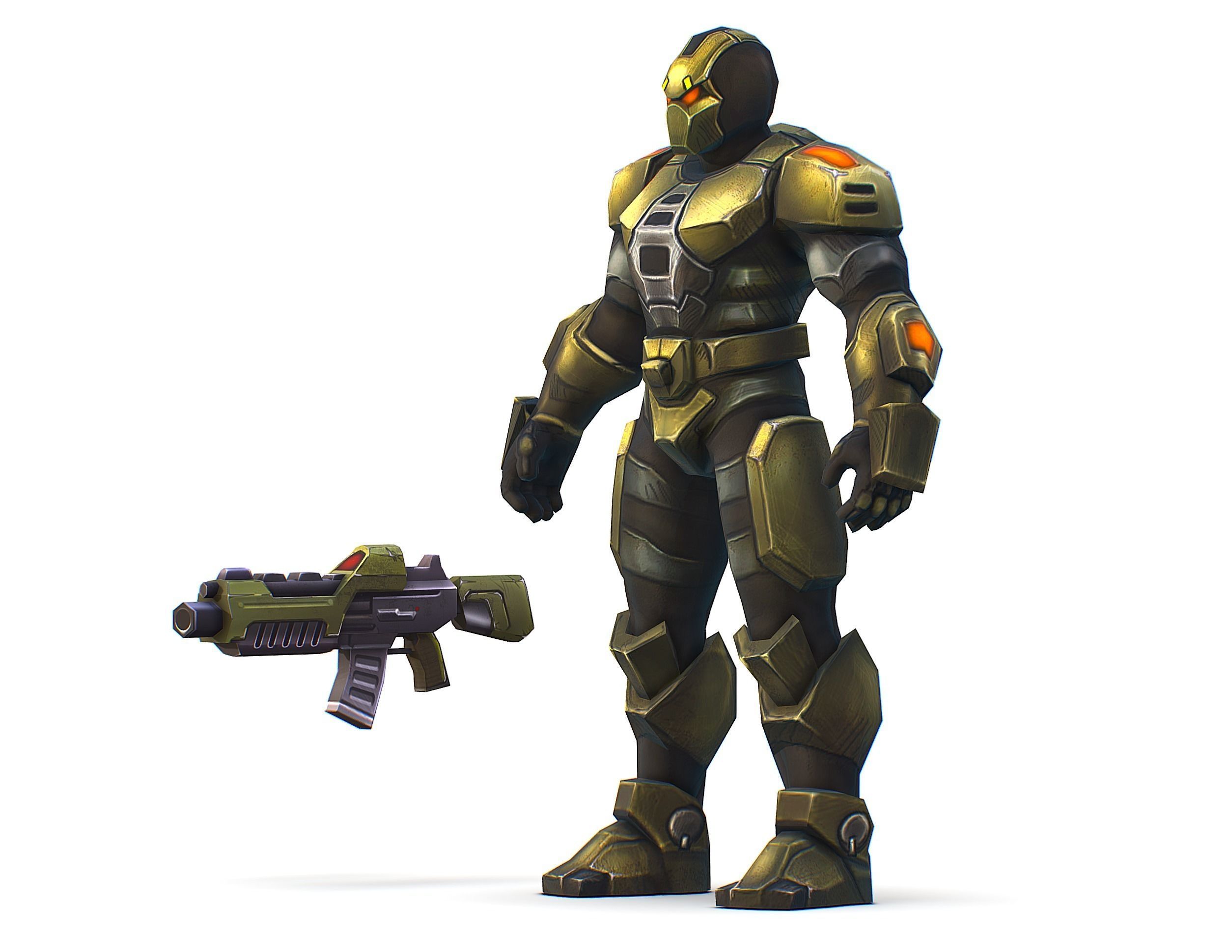 Sci-Fi Man Cyborg - Male Drone Trooper Soldier Low-poly 3D model_17