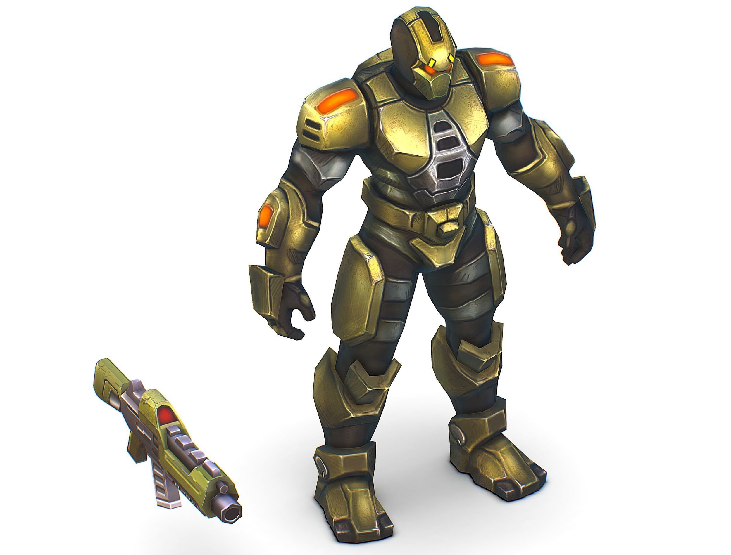 Sci-Fi Man Cyborg - Male Drone Trooper Soldier Low-poly 3D model_34