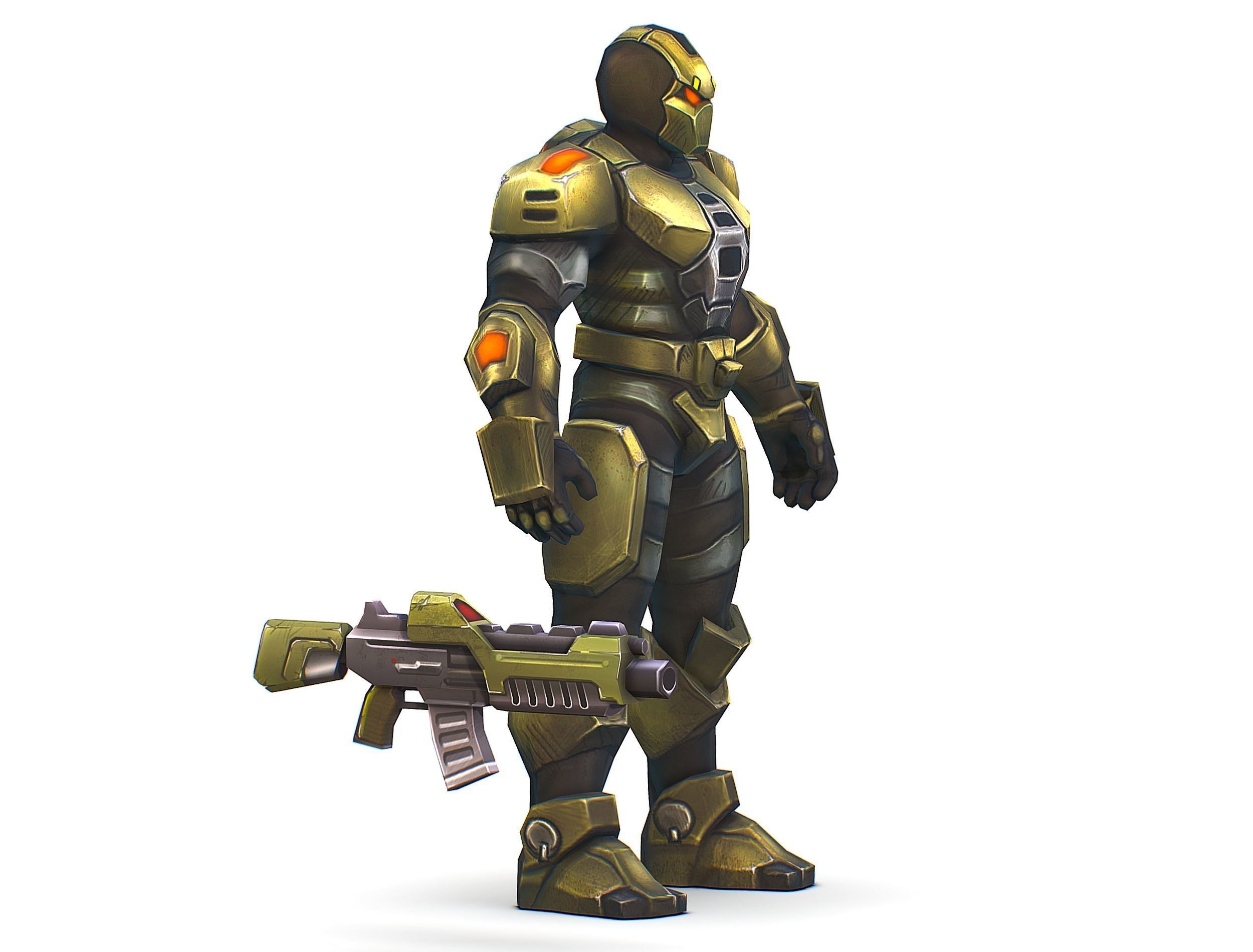 Sci-Fi Man Cyborg - Male Drone Trooper Soldier Low-poly 3D model_3