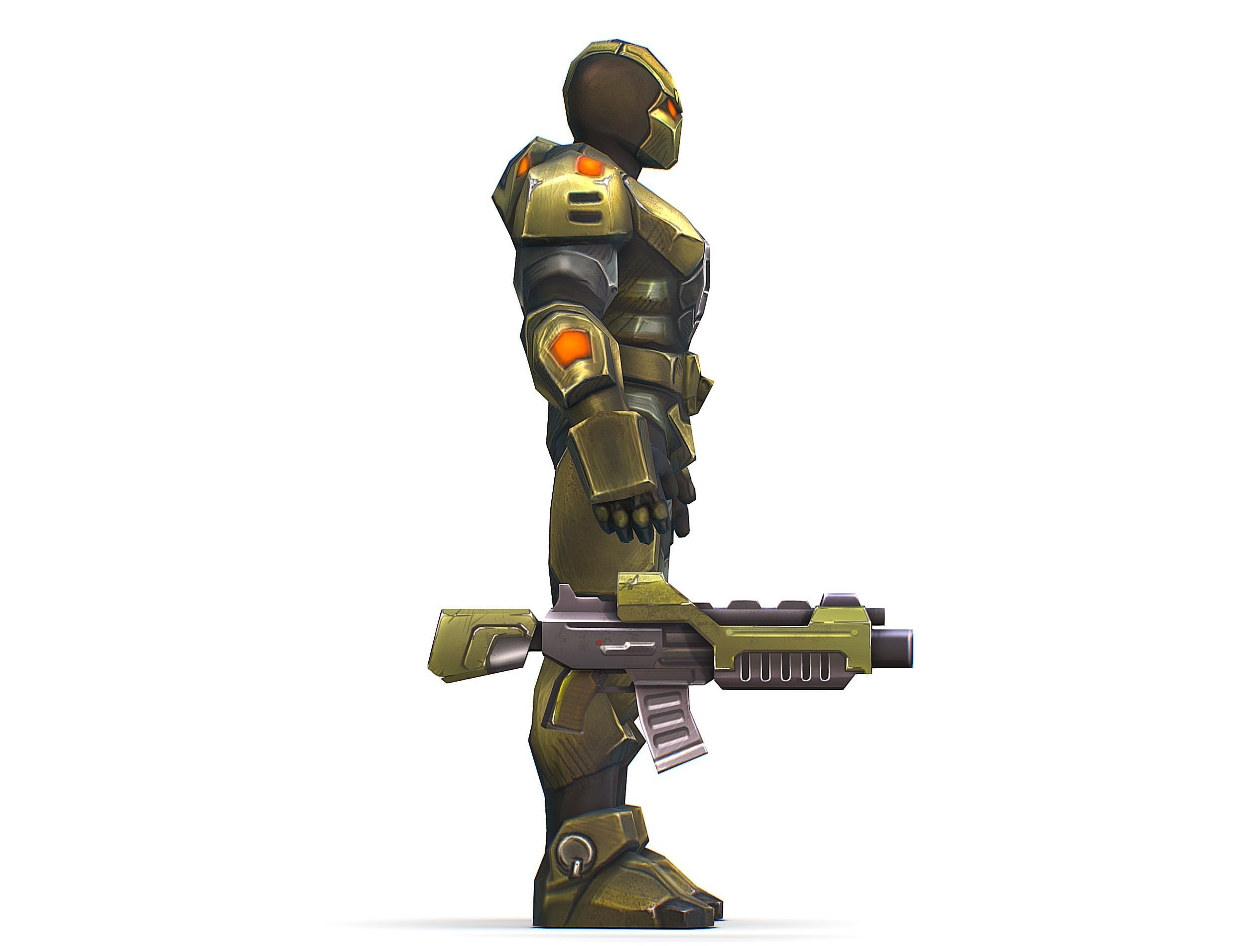 Sci-Fi Man Cyborg - Male Drone Trooper Soldier Low-poly 3D model_31