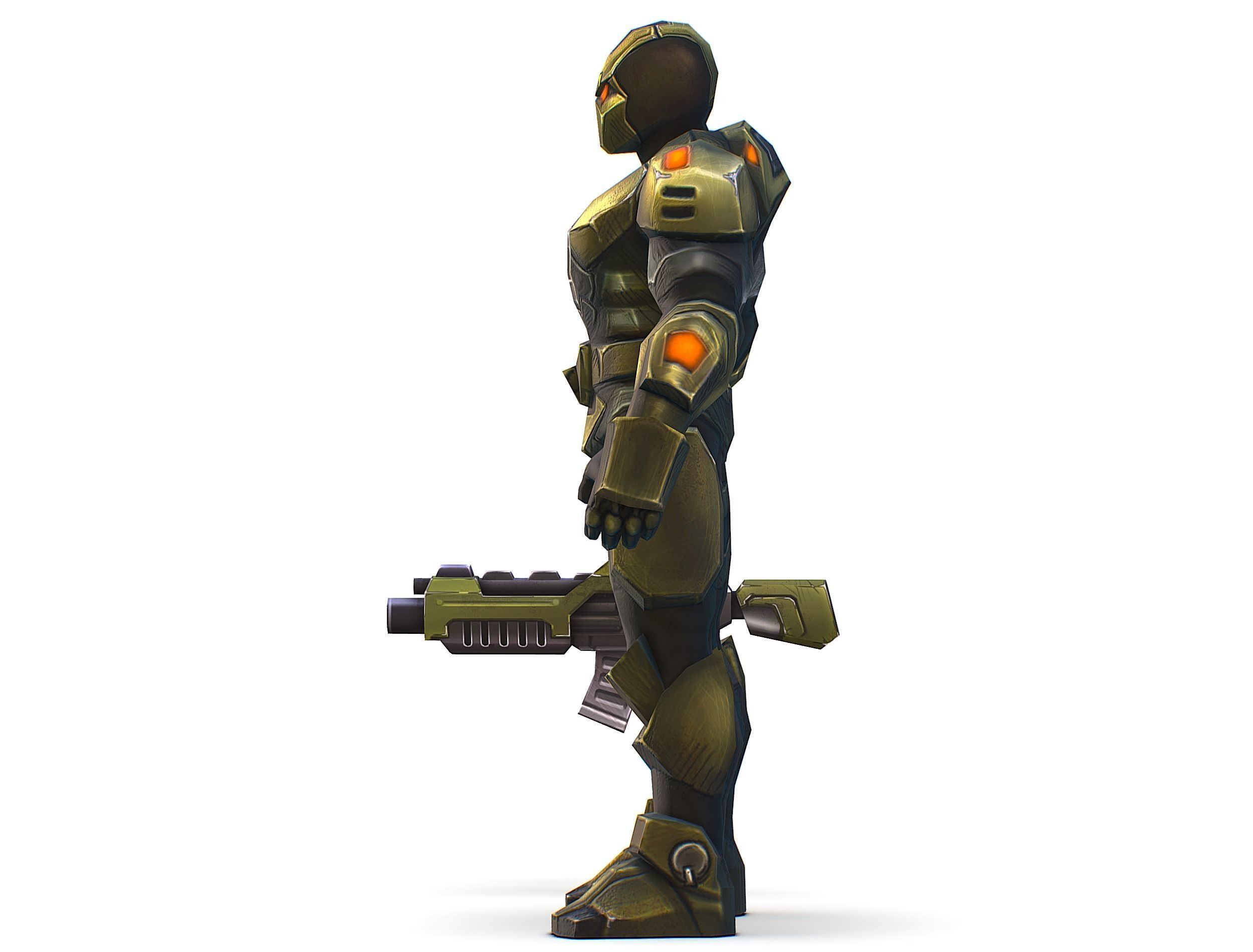 Sci-Fi Man Cyborg - Male Drone Trooper Soldier Low-poly 3D model_33