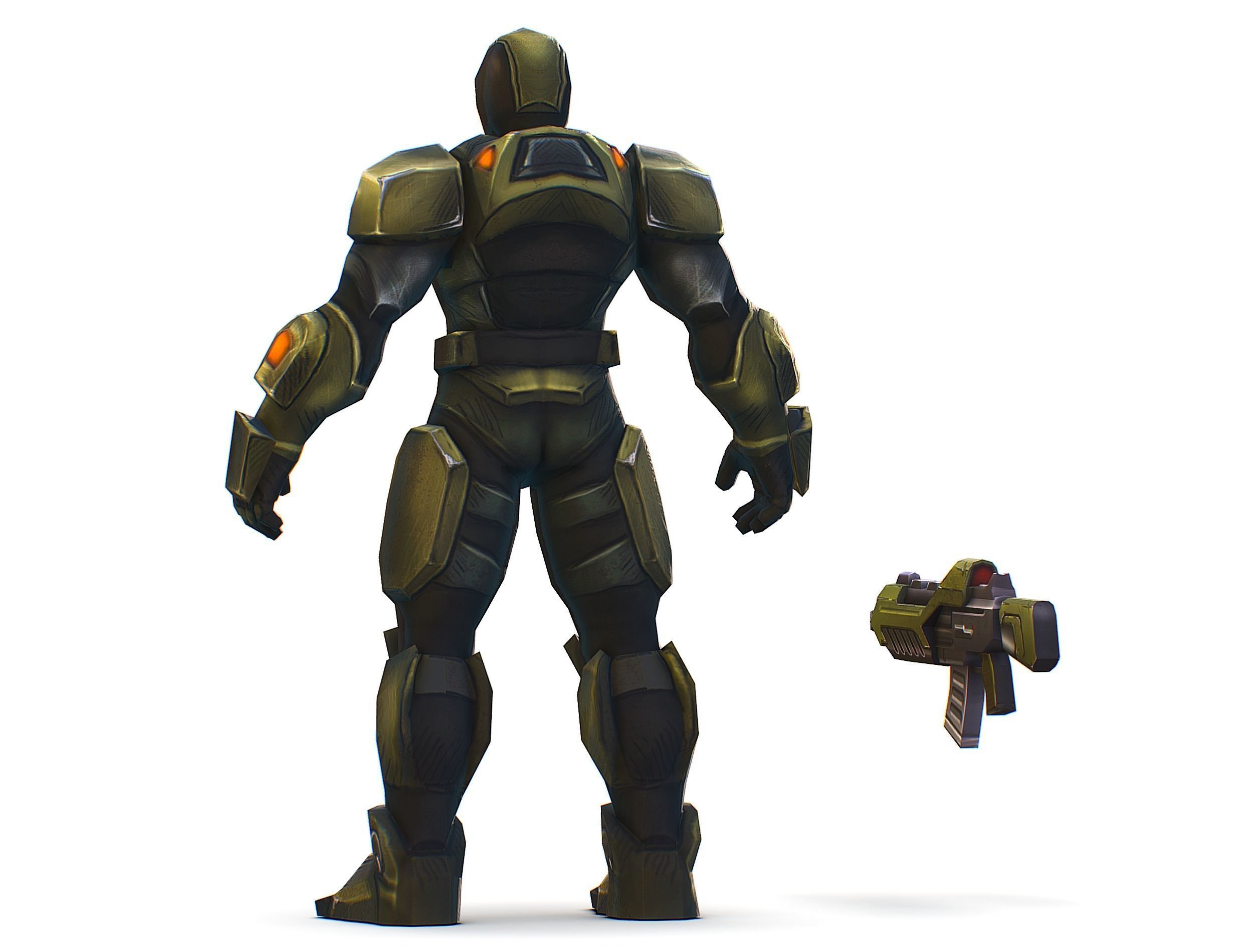 Sci-Fi Man Cyborg - Male Drone Trooper Soldier Low-poly 3D model_11