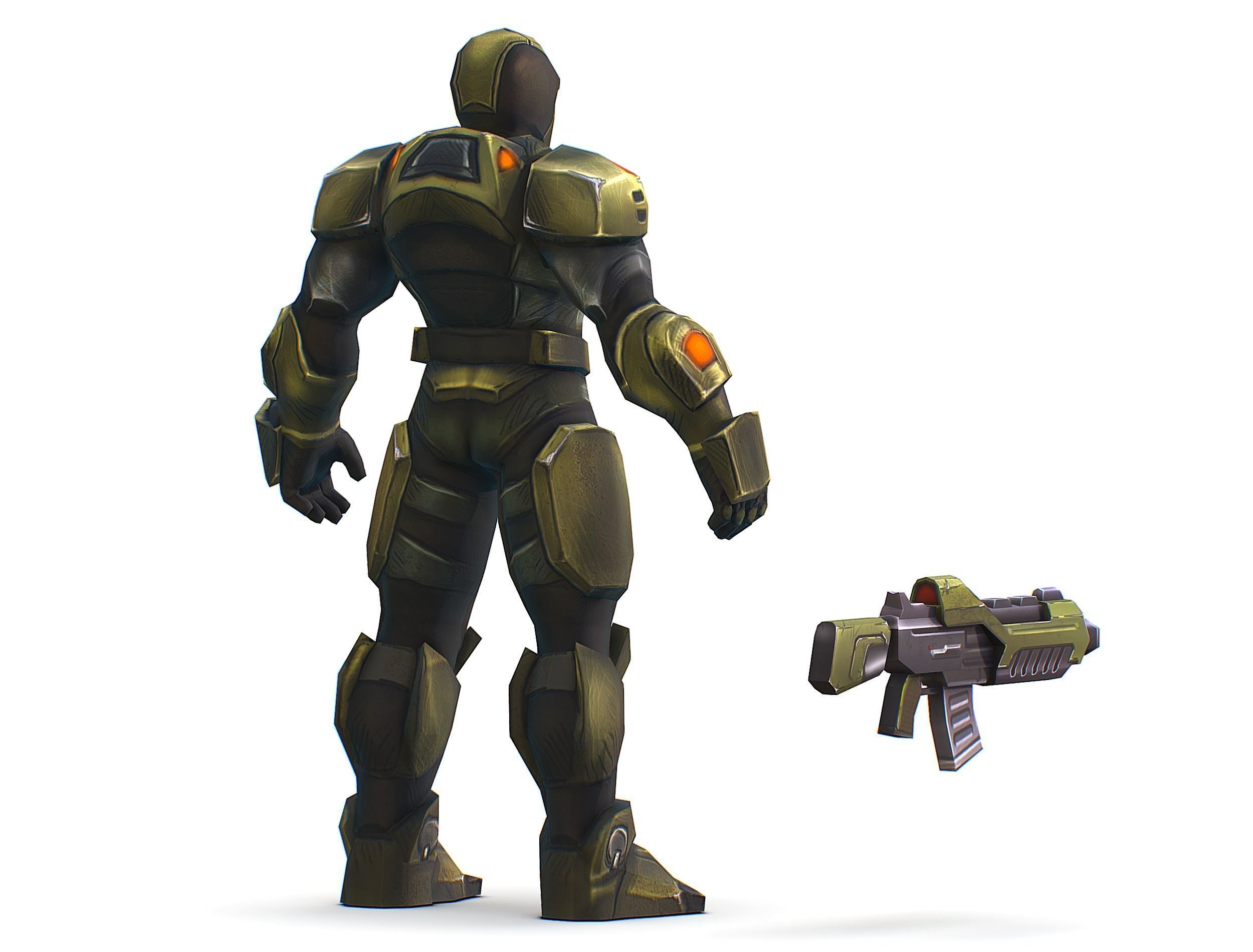Sci-Fi Man Cyborg - Male Drone Trooper Soldier Low-poly 3D model_8