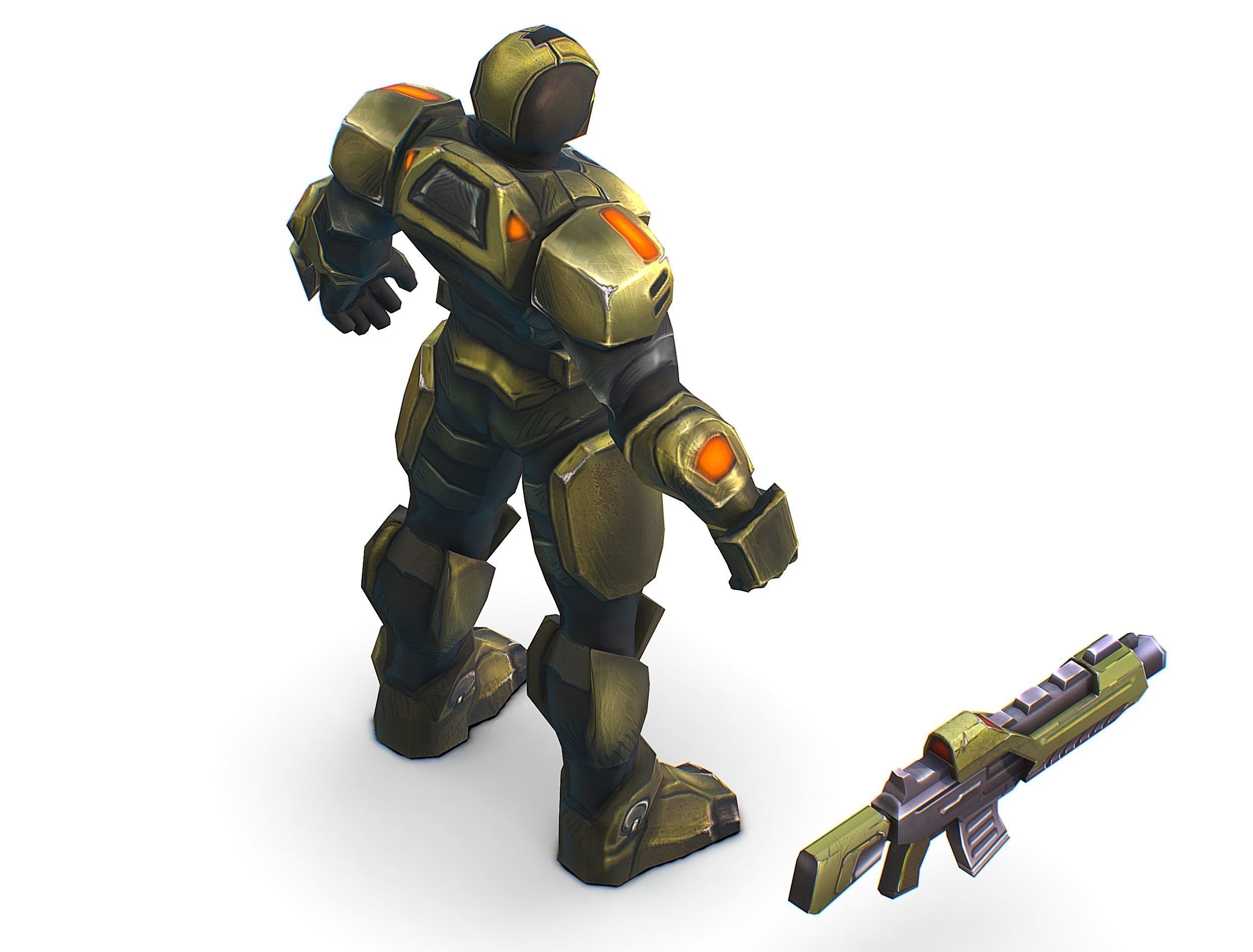 Sci-Fi Man Cyborg - Male Drone Trooper Soldier Low-poly 3D model_37