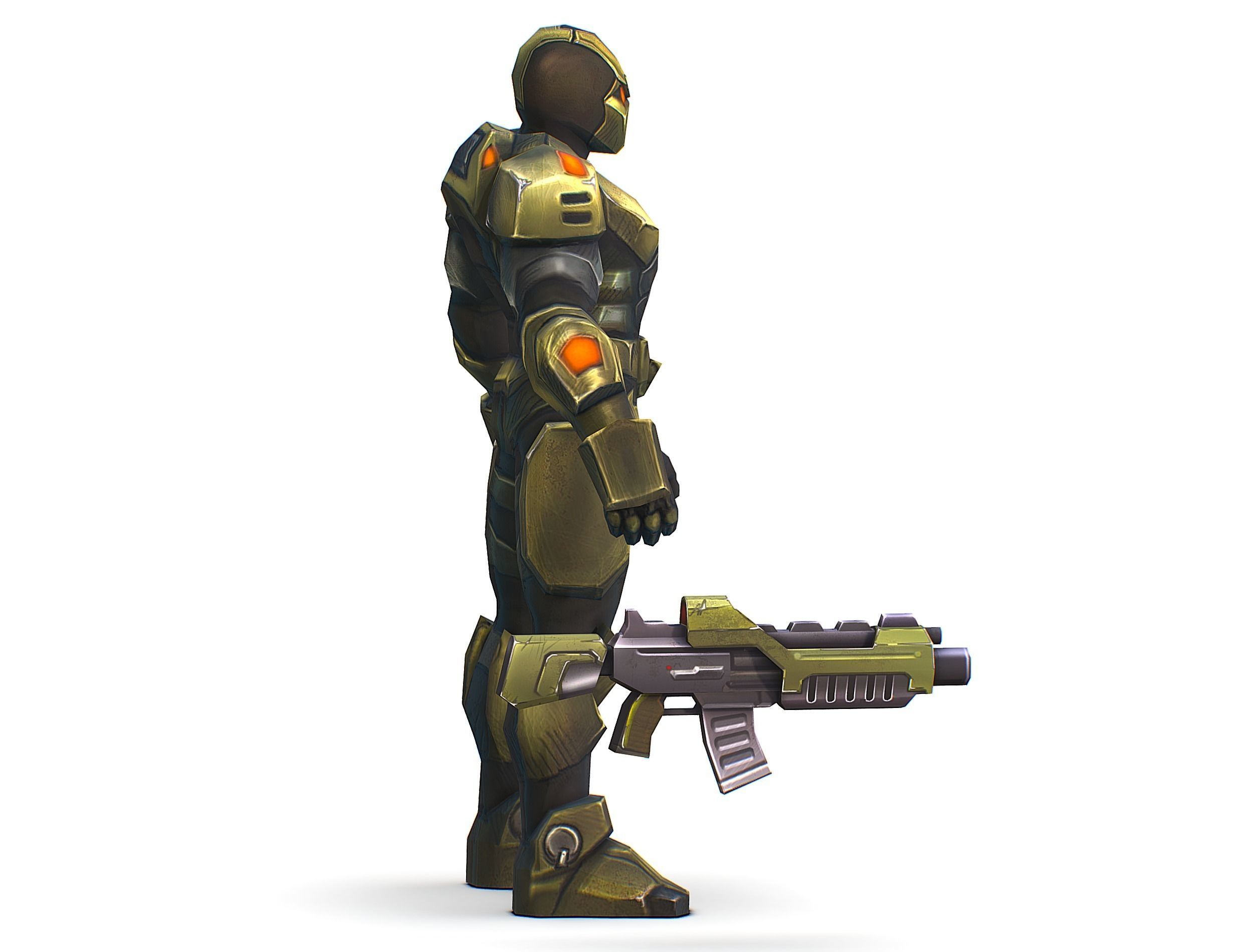 Sci-Fi Man Cyborg - Male Drone Trooper Soldier Low-poly 3D model_6
