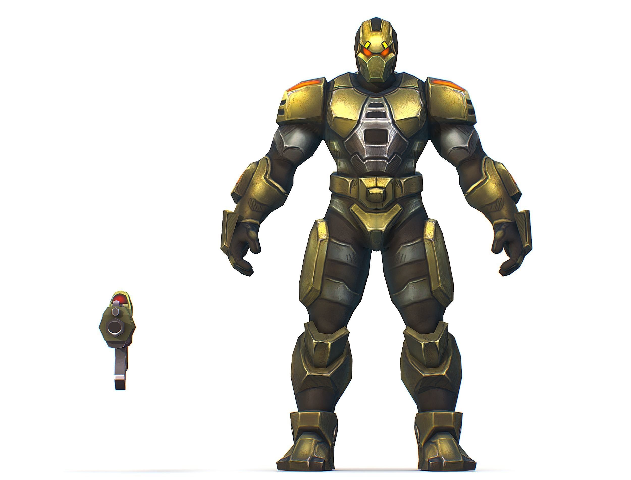 Sci-Fi Man Cyborg - Male Drone Trooper Soldier Low-poly 3D model_30