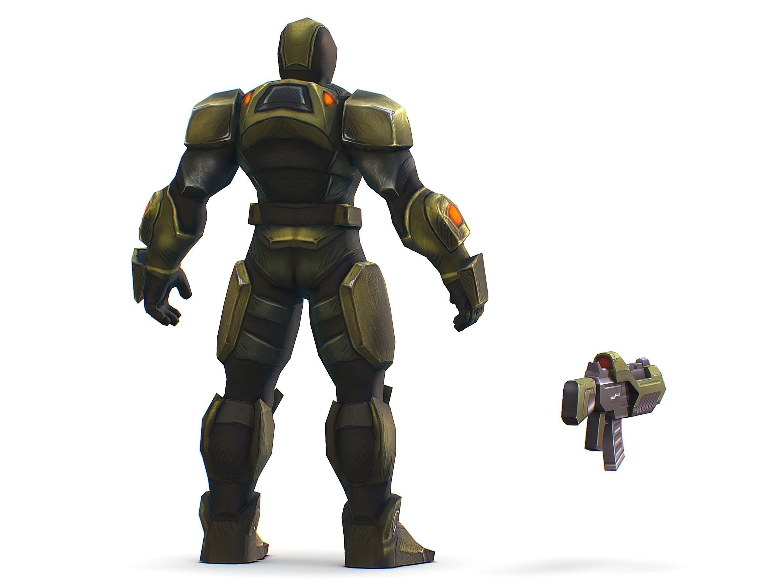 Sci-Fi Man Cyborg - Male Drone Trooper Soldier Low-poly 3D model_9