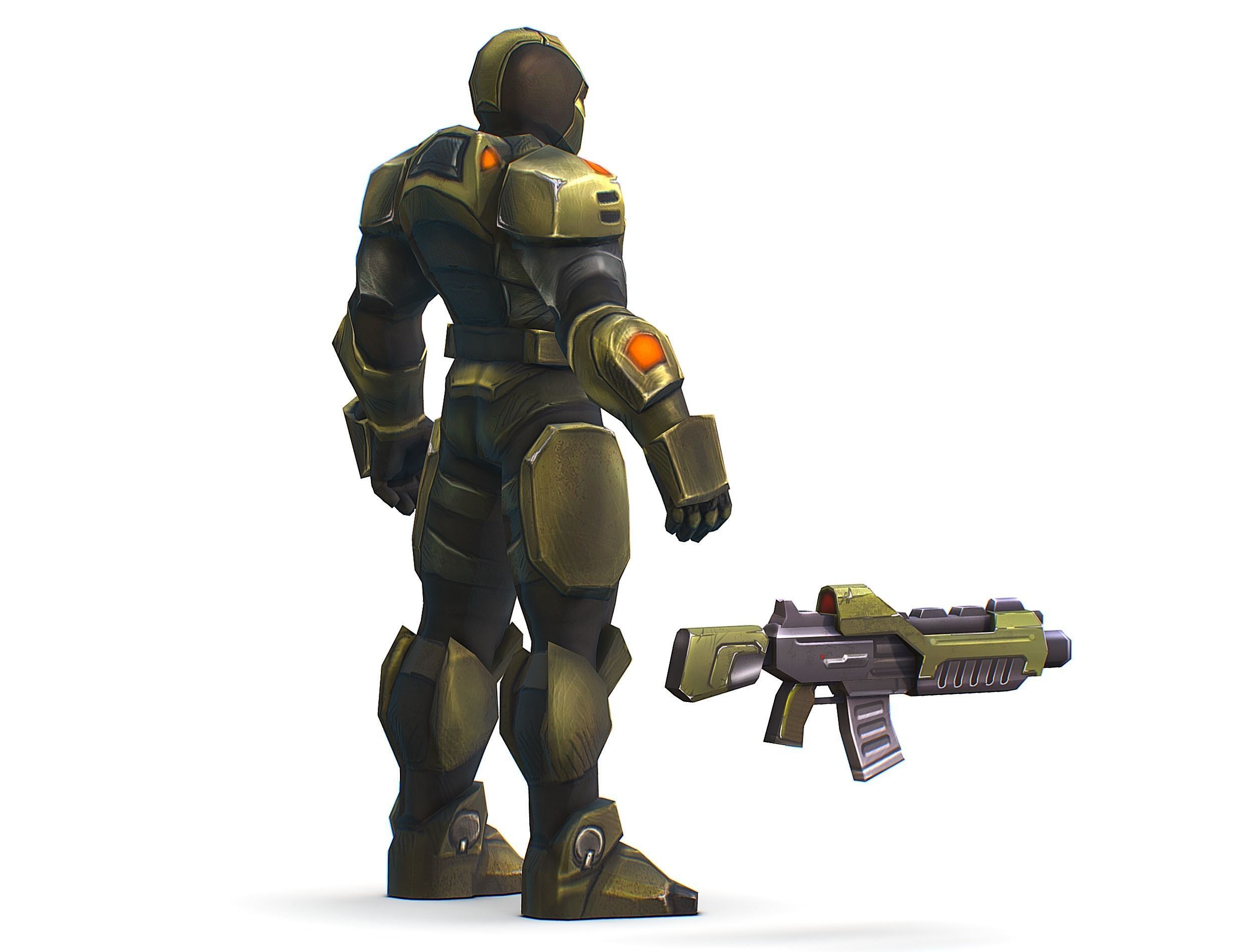 Sci-Fi Man Cyborg - Male Drone Trooper Soldier Low-poly 3D model_7
