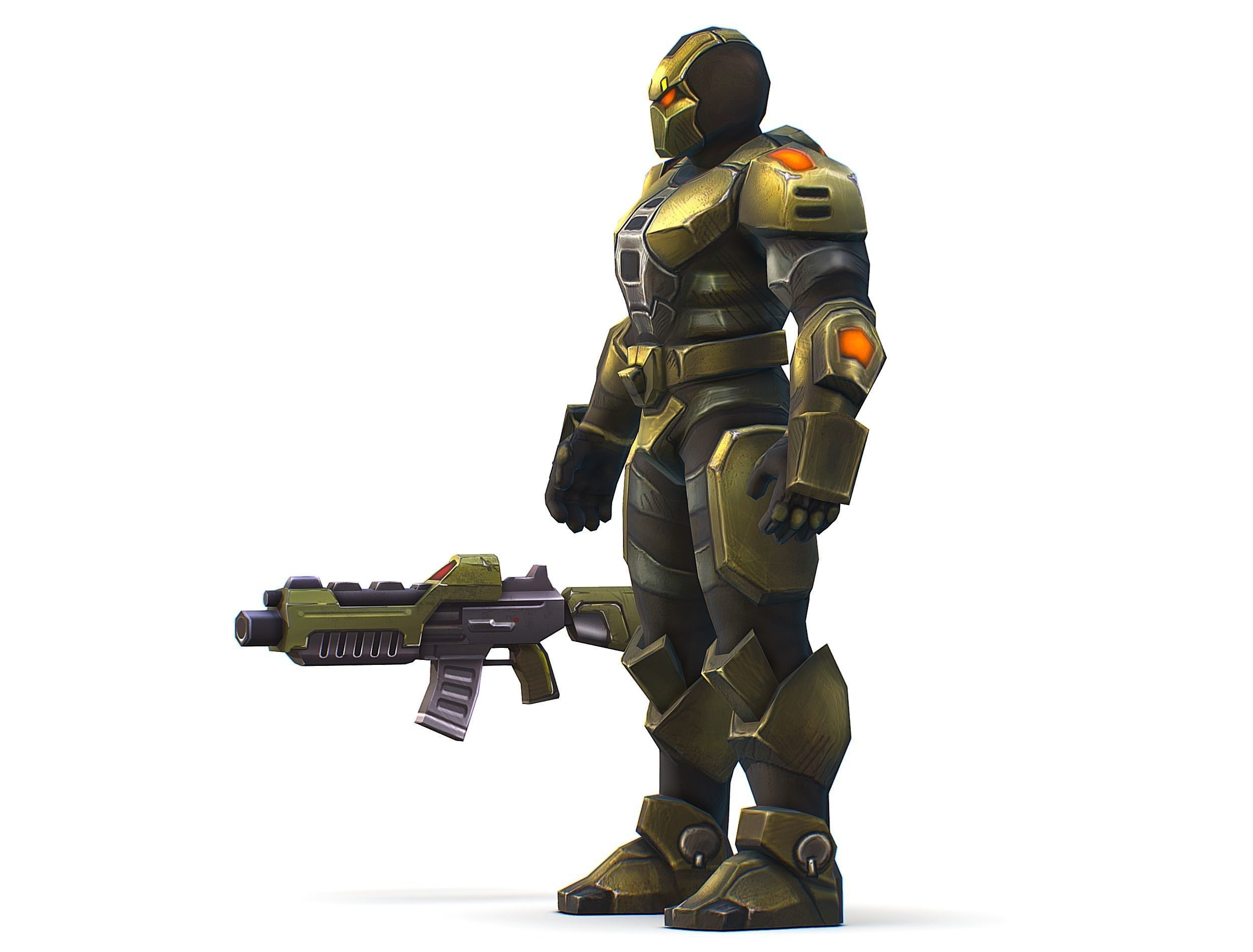 Sci-Fi Man Cyborg - Male Drone Trooper Soldier Low-poly 3D model_16