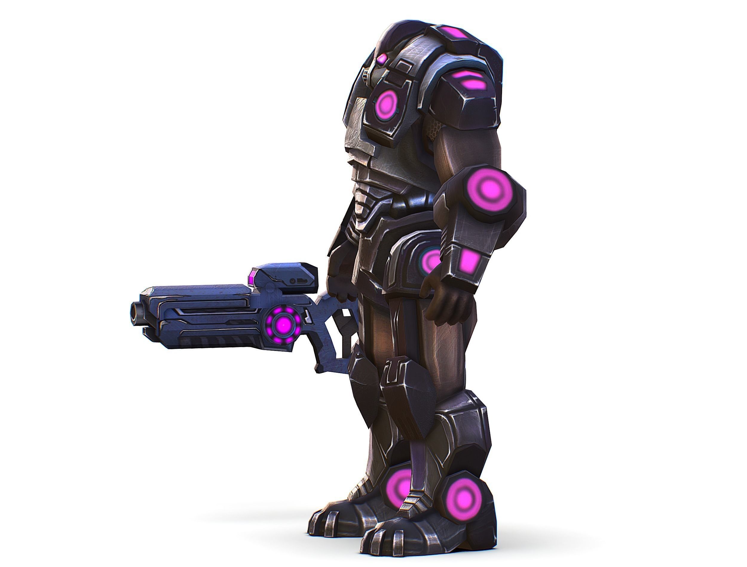 Sci-Fi Male Cyborg - Man Drone Heavy Trooper Bandit Low-poly 3D model_16