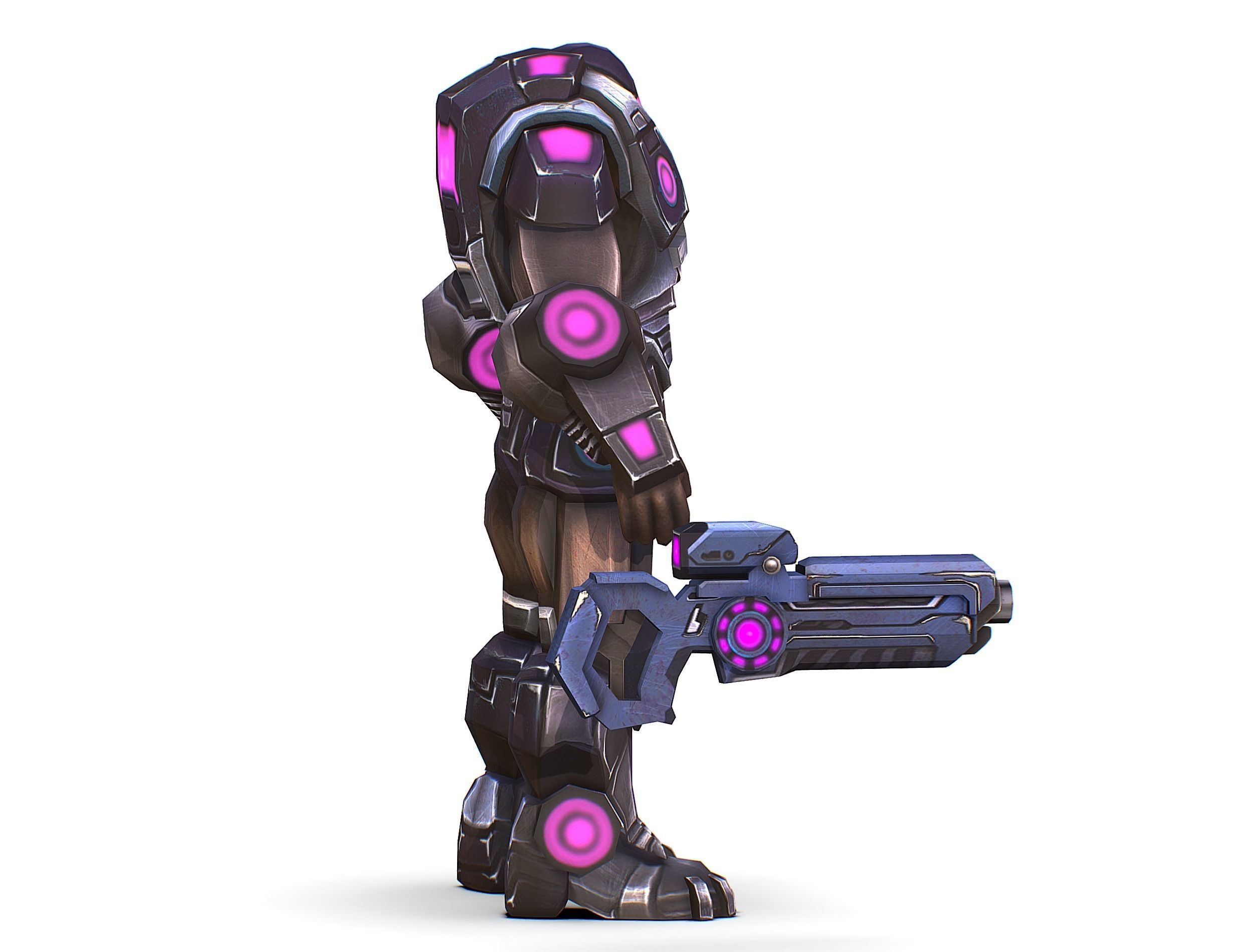 Sci-Fi Male Cyborg - Man Drone Heavy Trooper Bandit Low-poly 3D model_6