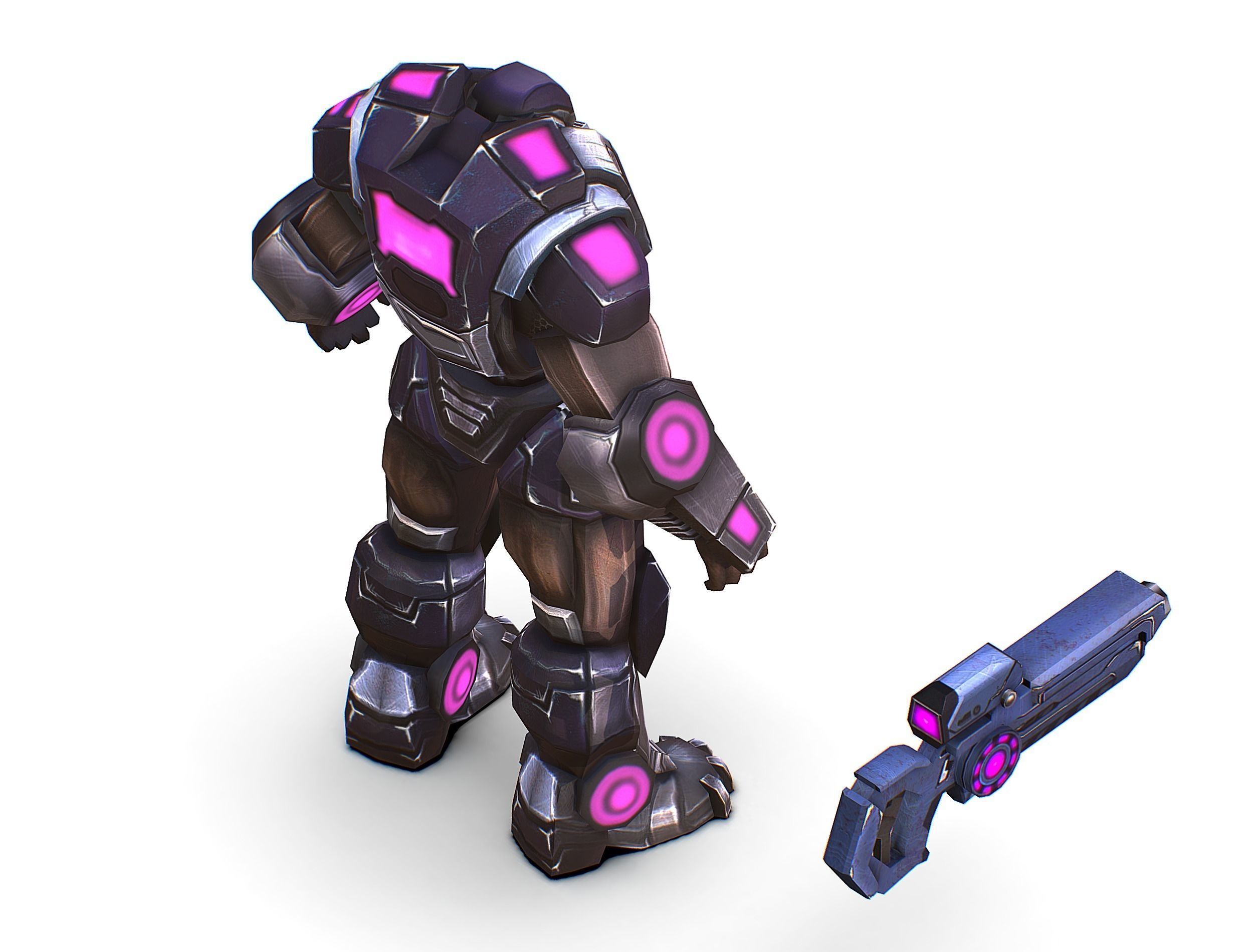 Sci-Fi Male Cyborg - Man Drone Heavy Trooper Bandit Low-poly 3D model_36