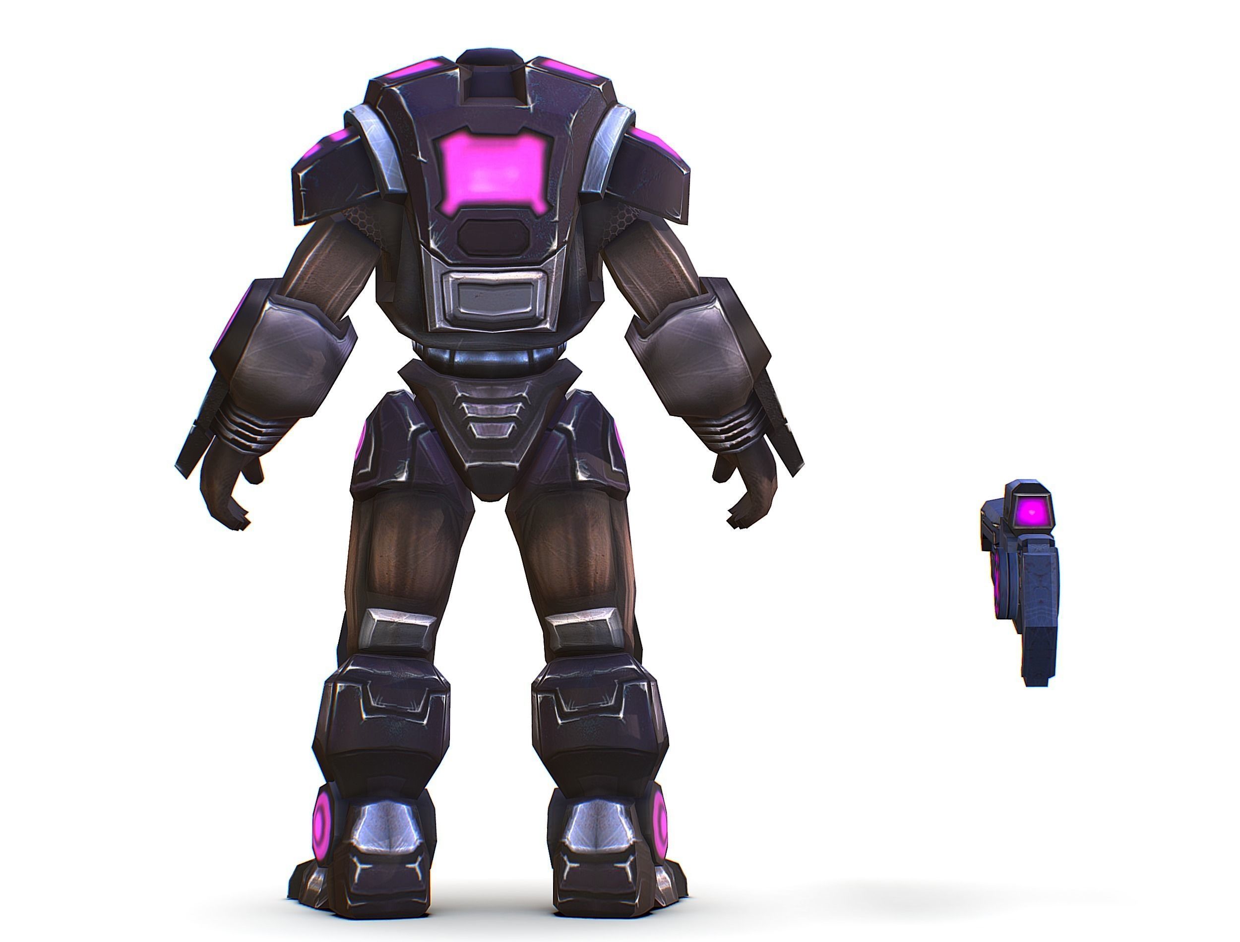 Sci-Fi Male Cyborg - Man Drone Heavy Trooper Bandit Low-poly 3D model_10