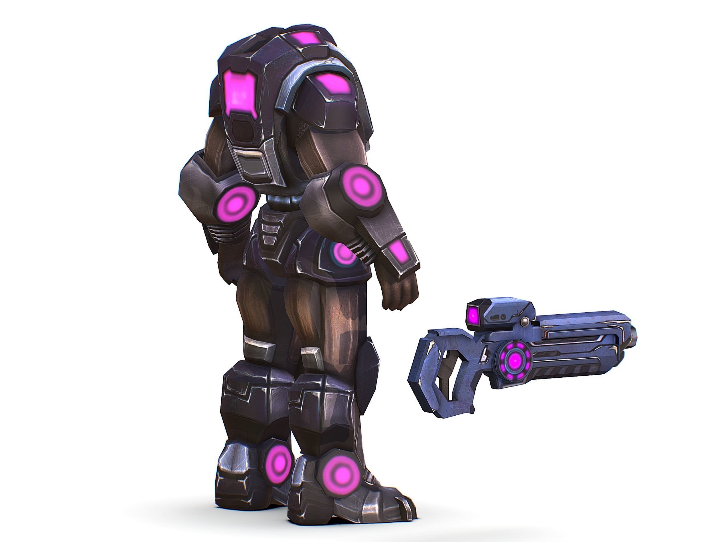 Sci-Fi Male Cyborg - Man Drone Heavy Trooper Bandit Low-poly 3D model_7