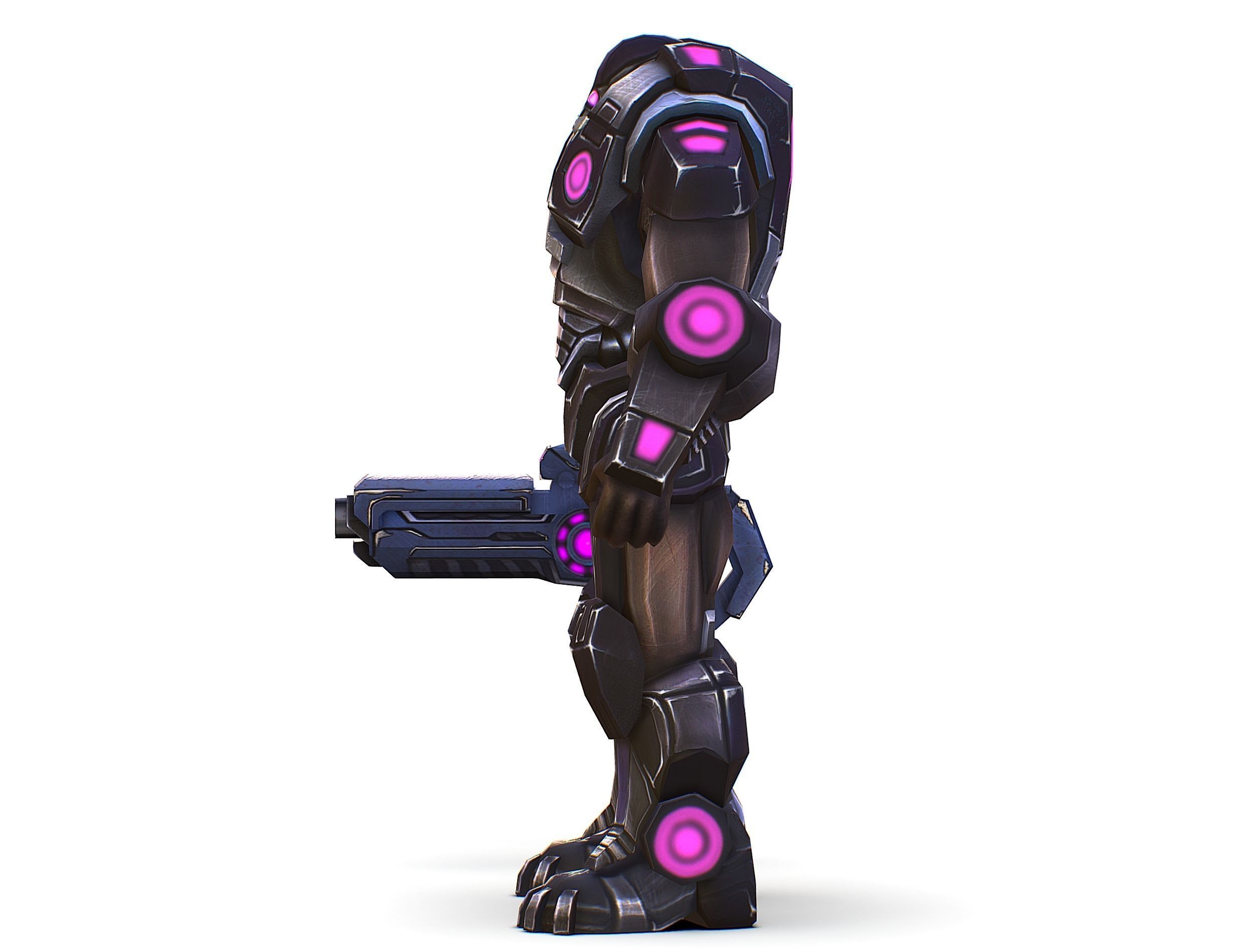 Sci-Fi Male Cyborg - Man Drone Heavy Trooper Bandit Low-poly 3D model_15