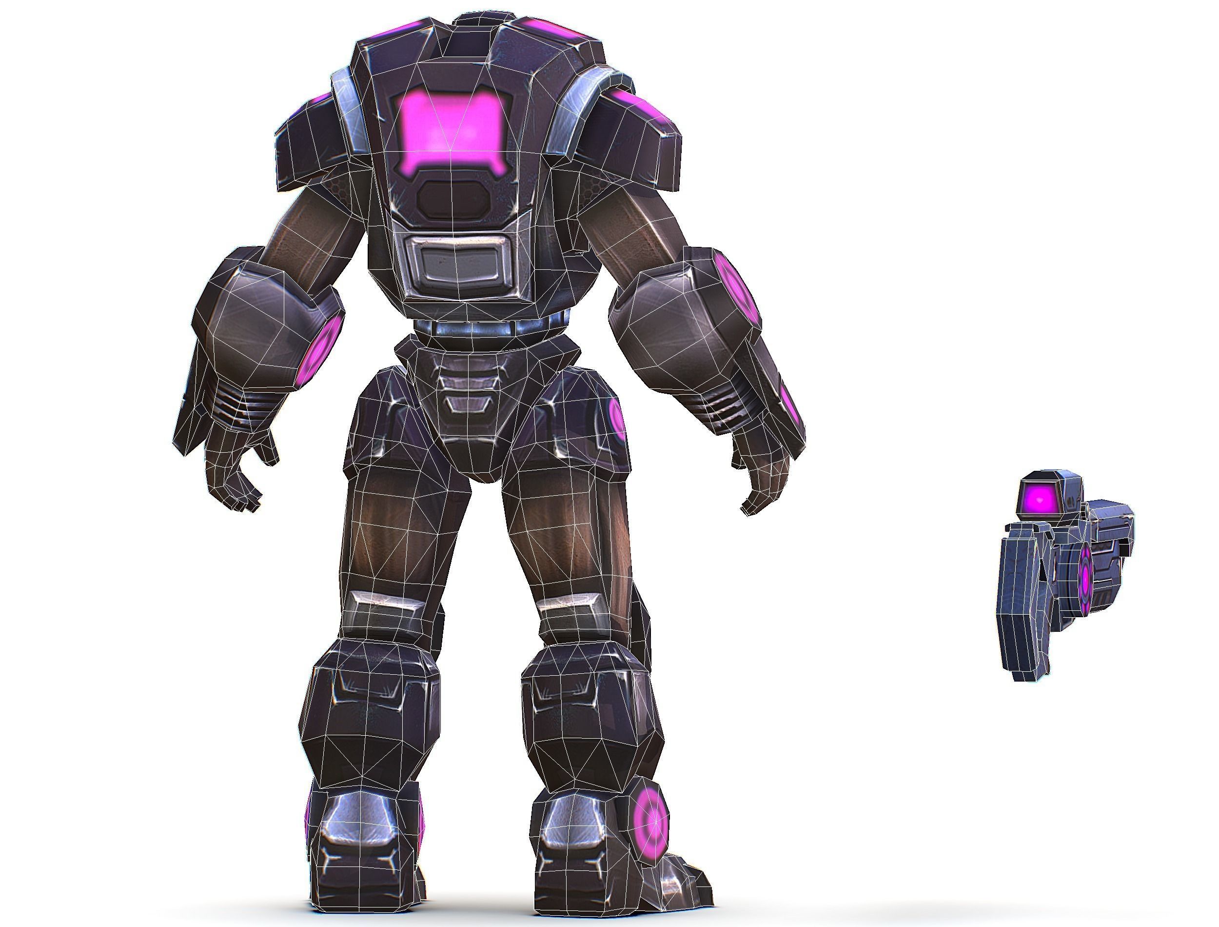 Sci-Fi Male Cyborg - Man Drone Heavy Trooper Bandit Low-poly 3D model_53