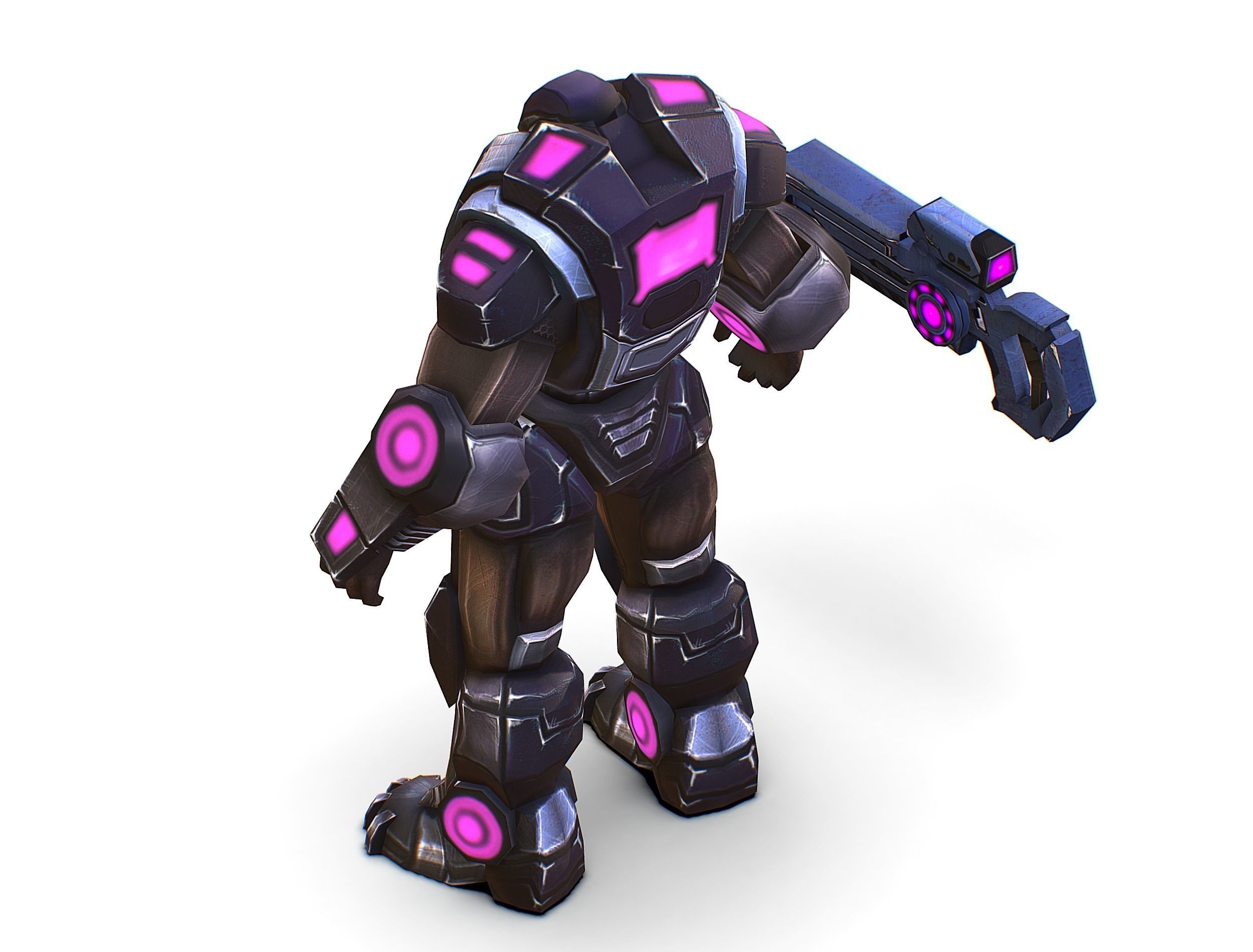 Sci-Fi Male Cyborg - Man Drone Heavy Trooper Bandit Low-poly 3D model_35