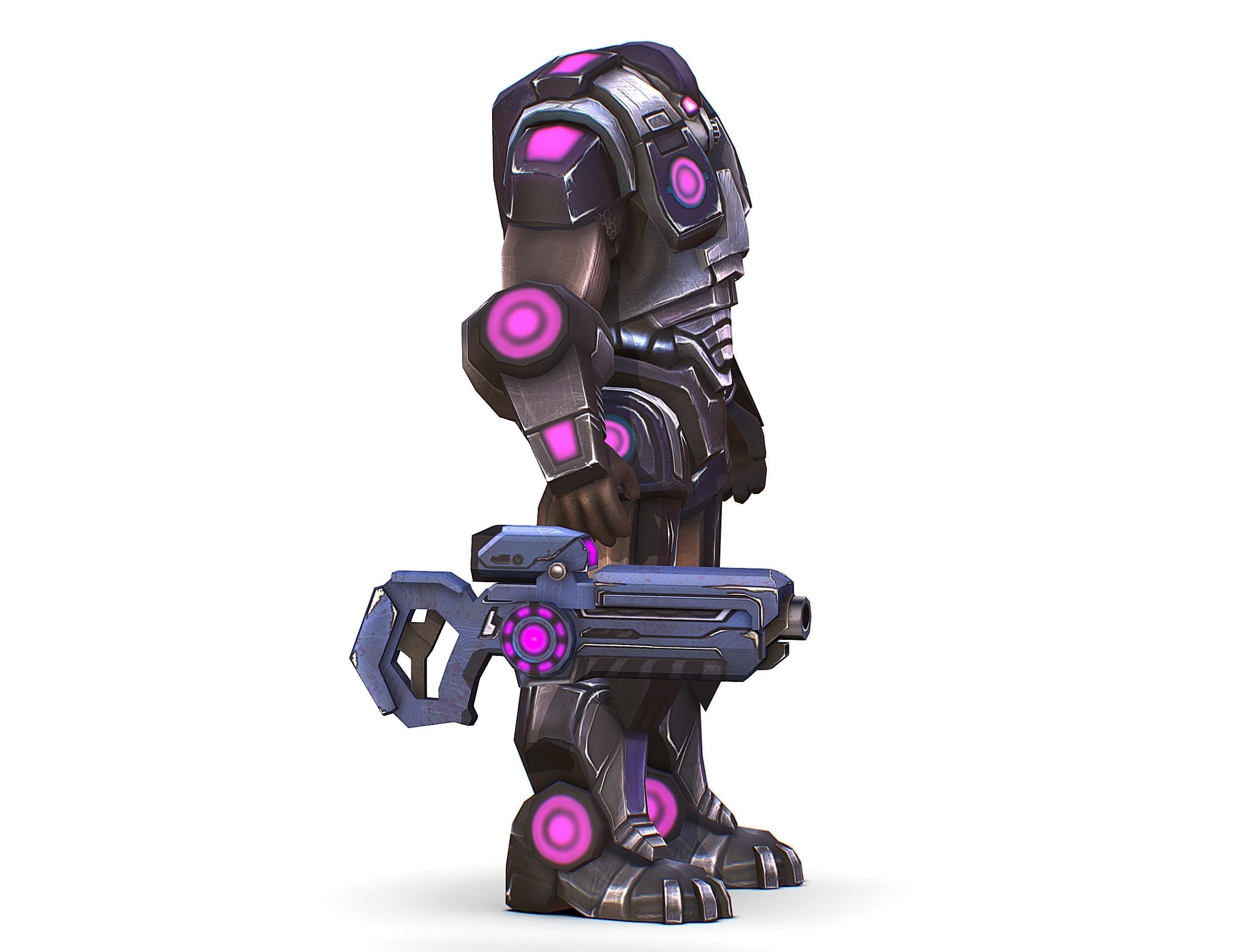 Sci-Fi Male Cyborg - Man Drone Heavy Trooper Bandit Low-poly 3D model_4