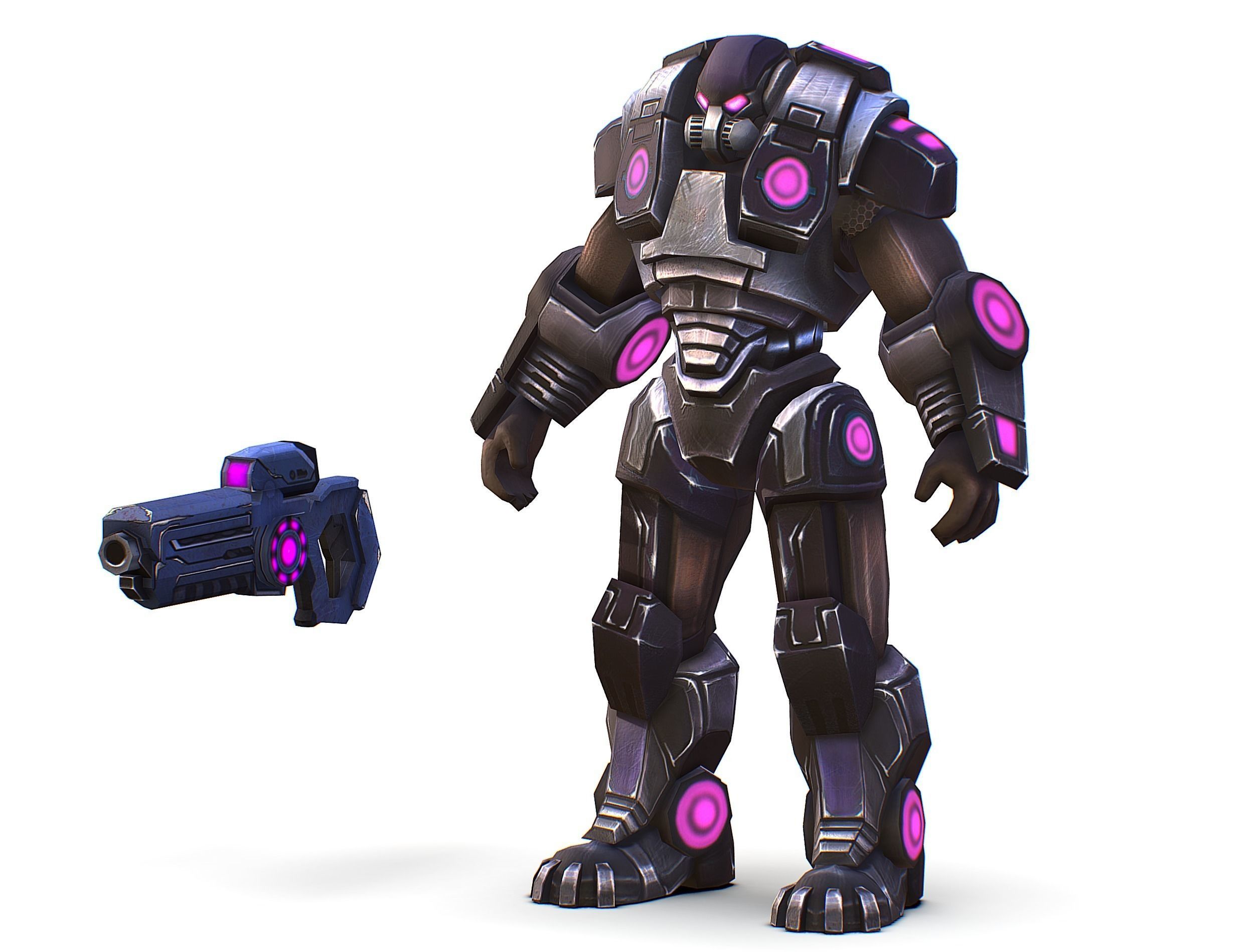 Sci-Fi Male Cyborg - Man Drone Heavy Trooper Bandit Low-poly 3D model_18