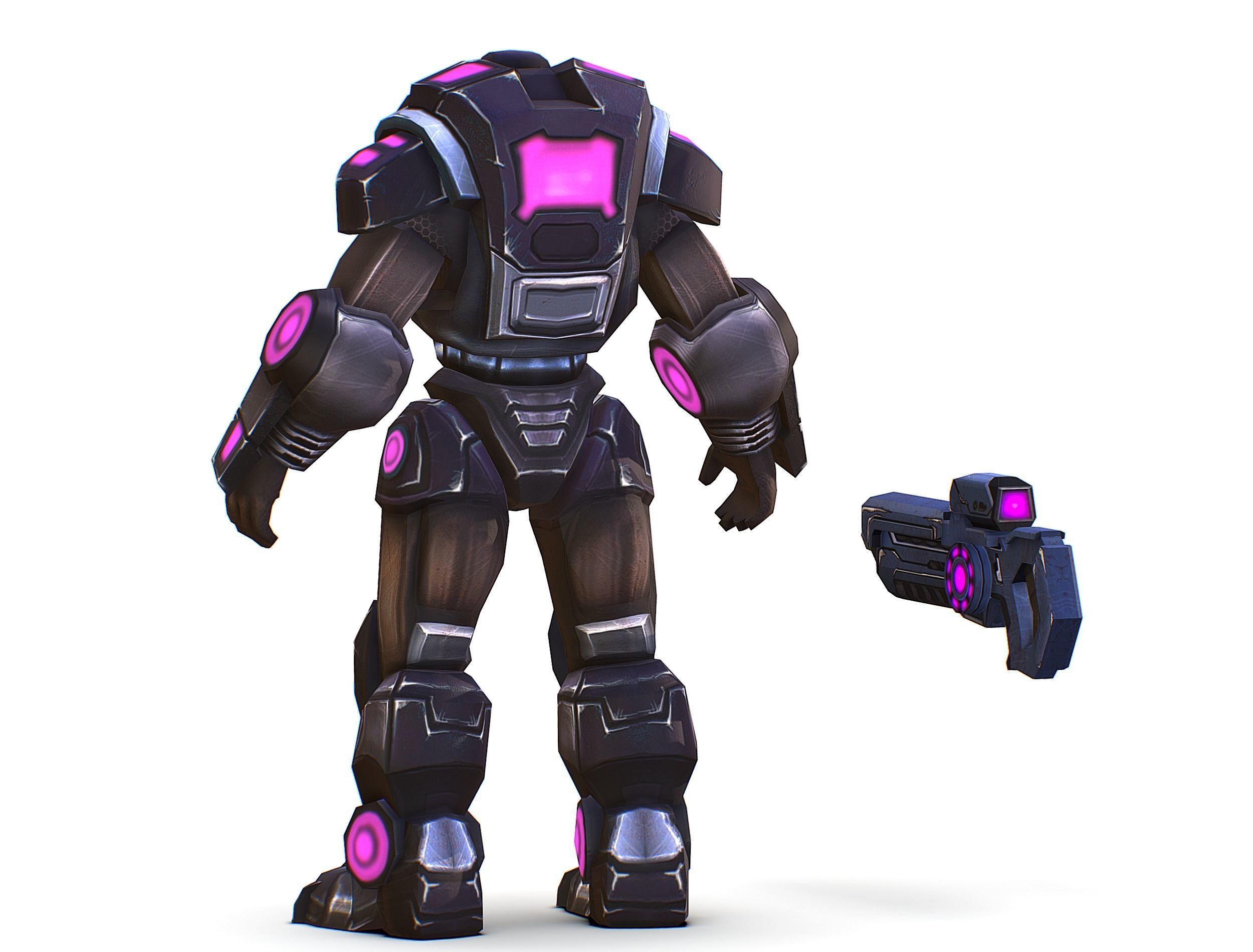 Sci-Fi Male Cyborg - Man Drone Heavy Trooper Bandit Low-poly 3D model_11