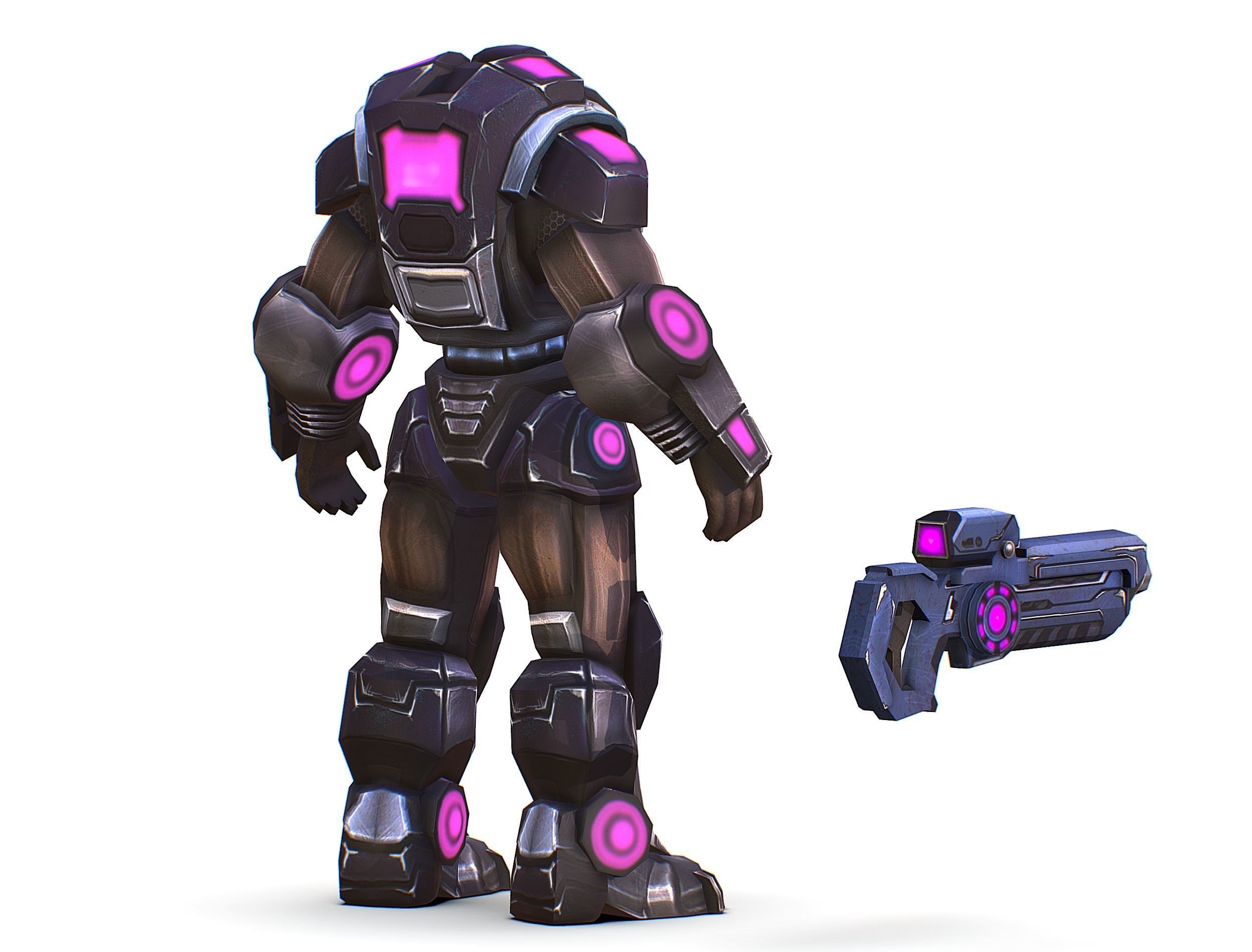 Sci-Fi Male Cyborg - Man Drone Heavy Trooper Bandit Low-poly 3D model_8