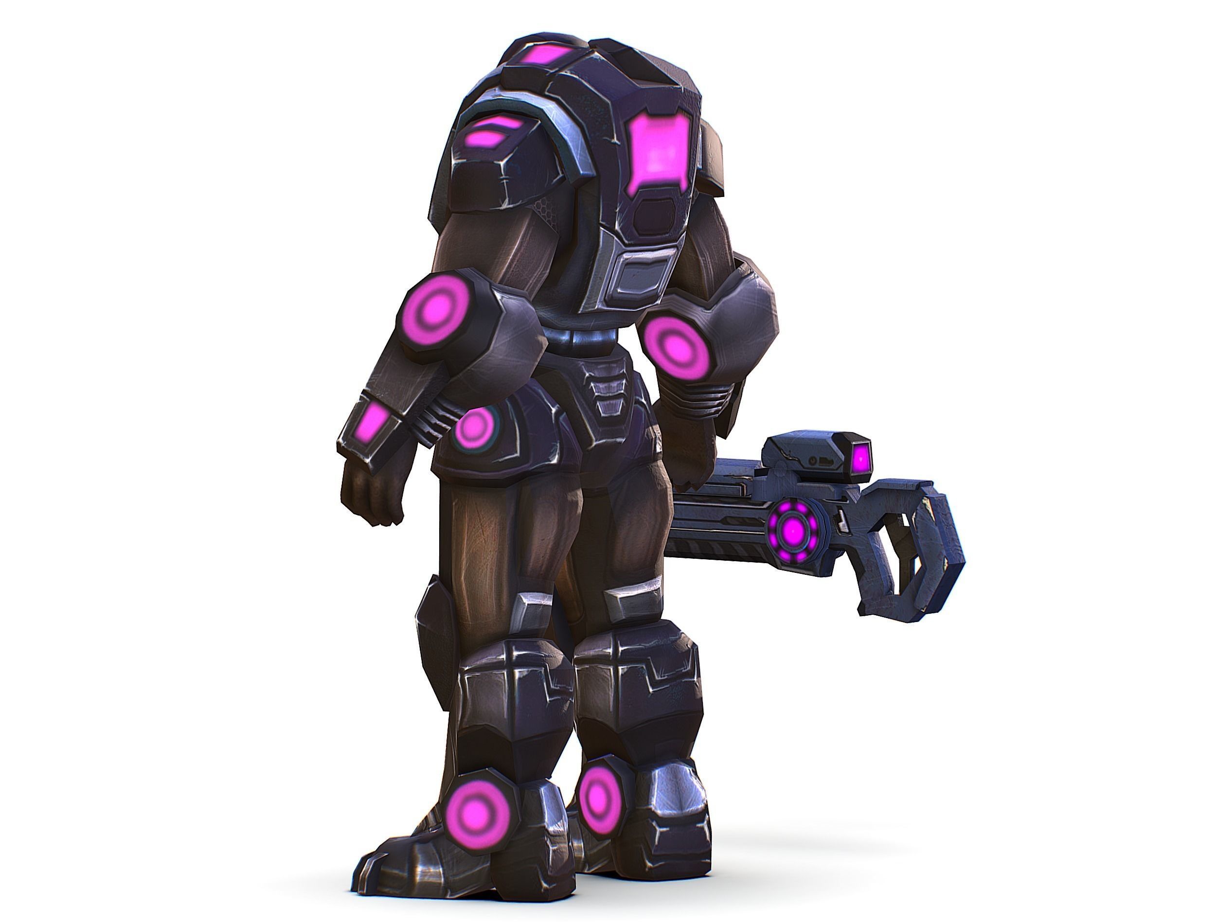 Sci-Fi Male Cyborg - Man Drone Heavy Trooper Bandit Low-poly 3D model_13