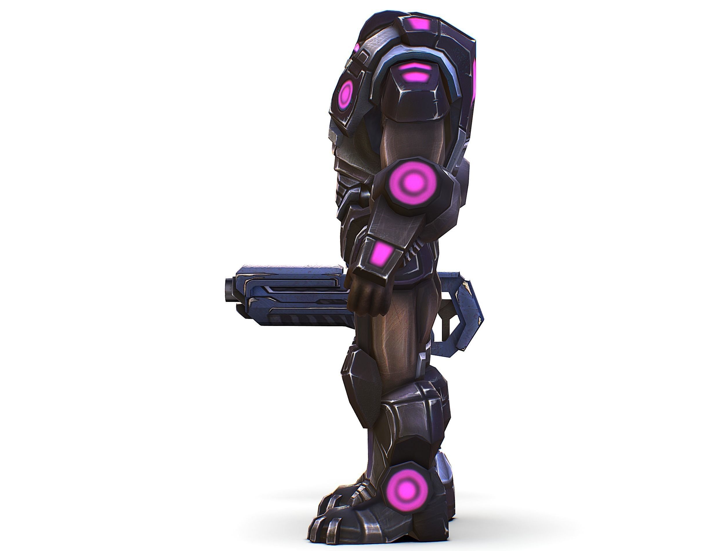 Sci-Fi Male Cyborg - Man Drone Heavy Trooper Bandit Low-poly 3D model_32