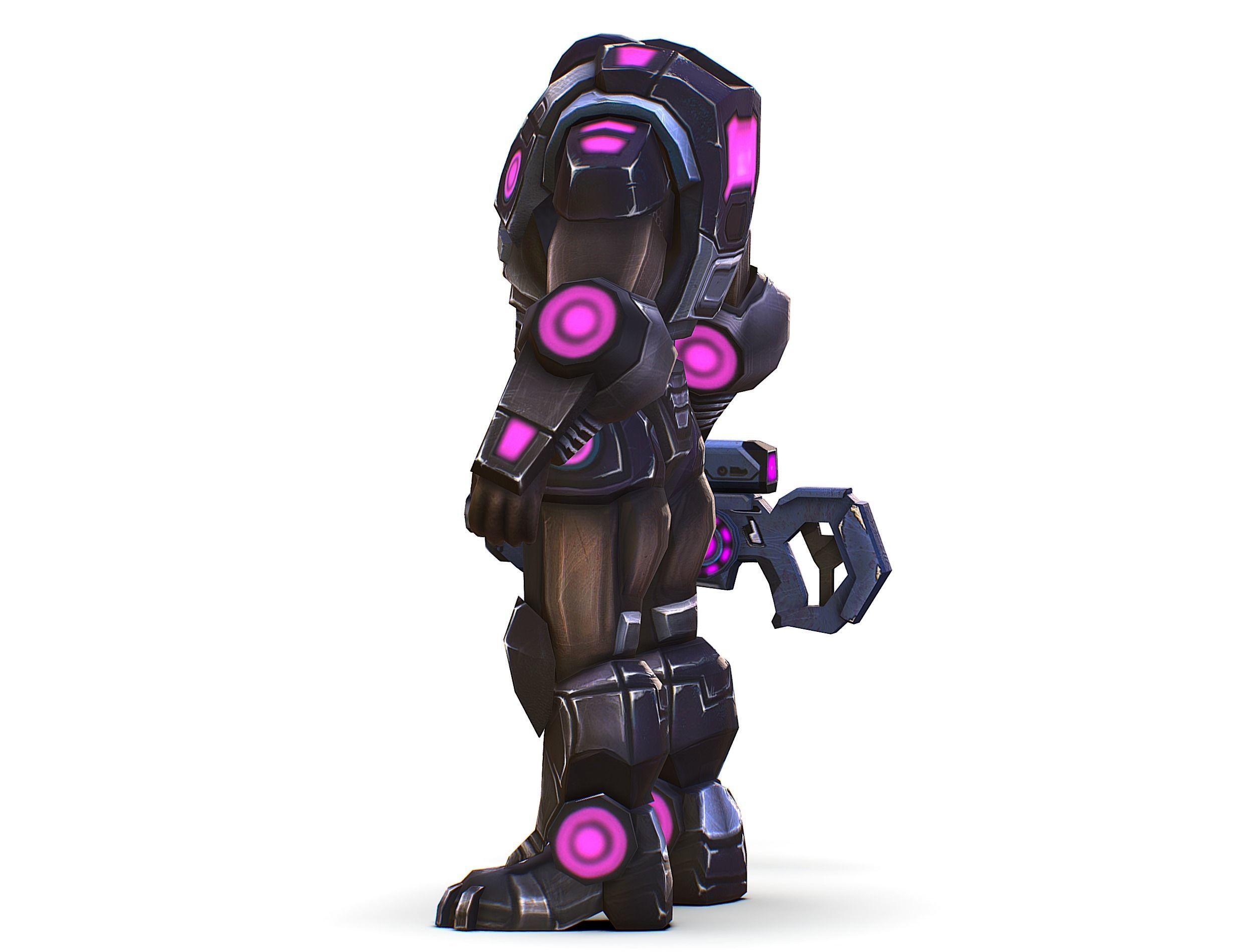 Sci-Fi Male Cyborg - Man Drone Heavy Trooper Bandit Low-poly 3D model_14