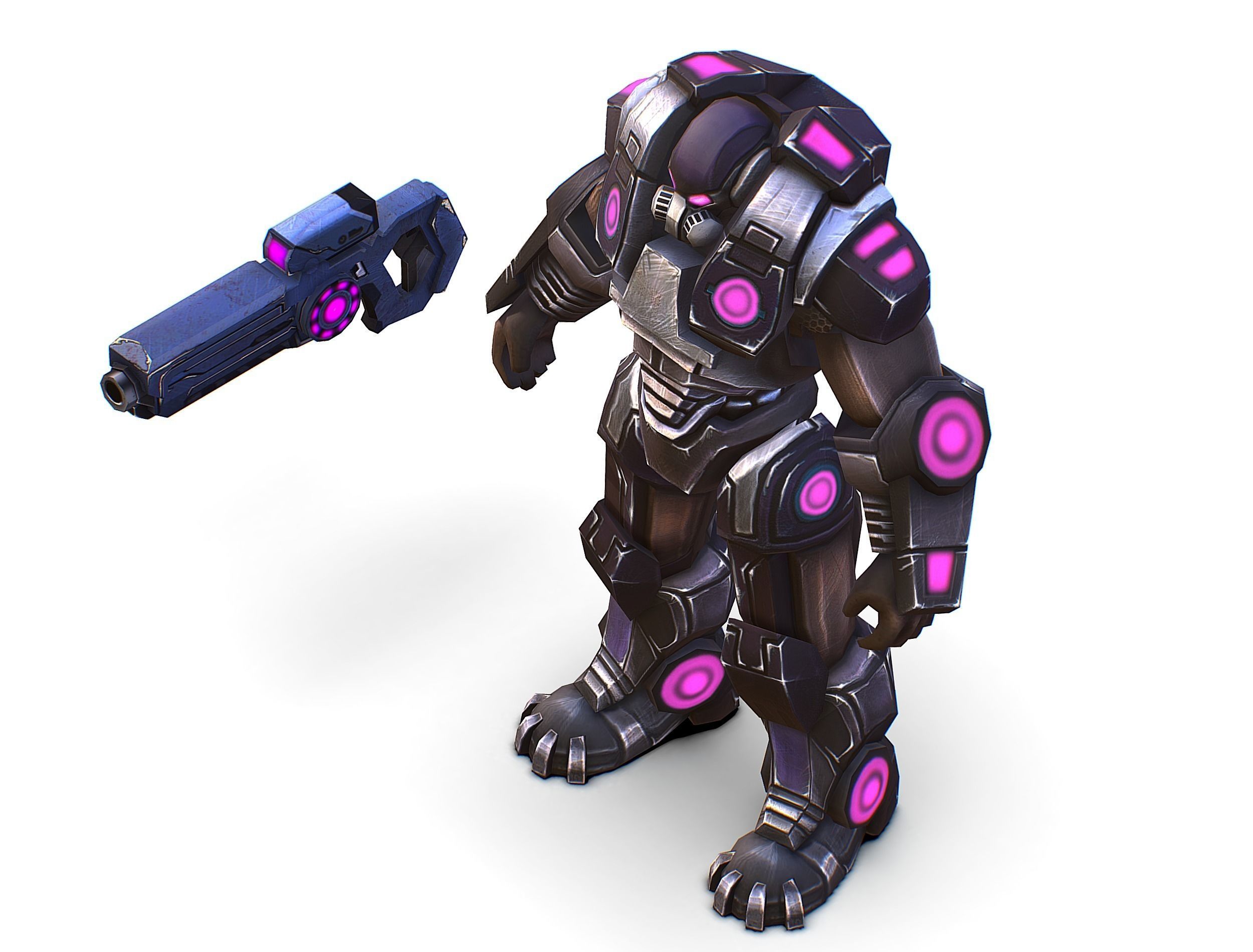 Sci-Fi Male Cyborg - Man Drone Heavy Trooper Bandit Low-poly 3D model_34