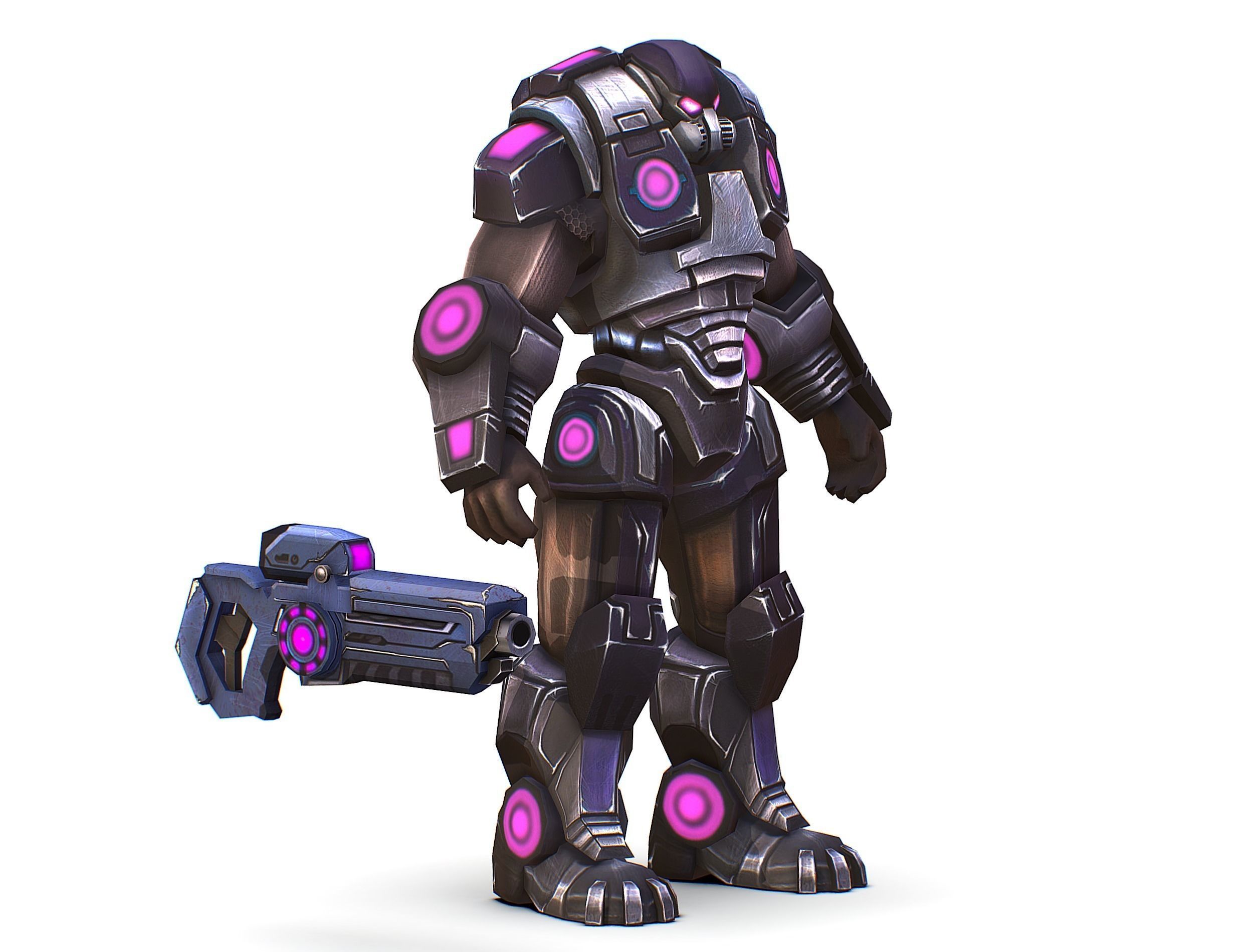 Sci-Fi Male Cyborg - Man Drone Heavy Trooper Bandit Low-poly 3D model_2