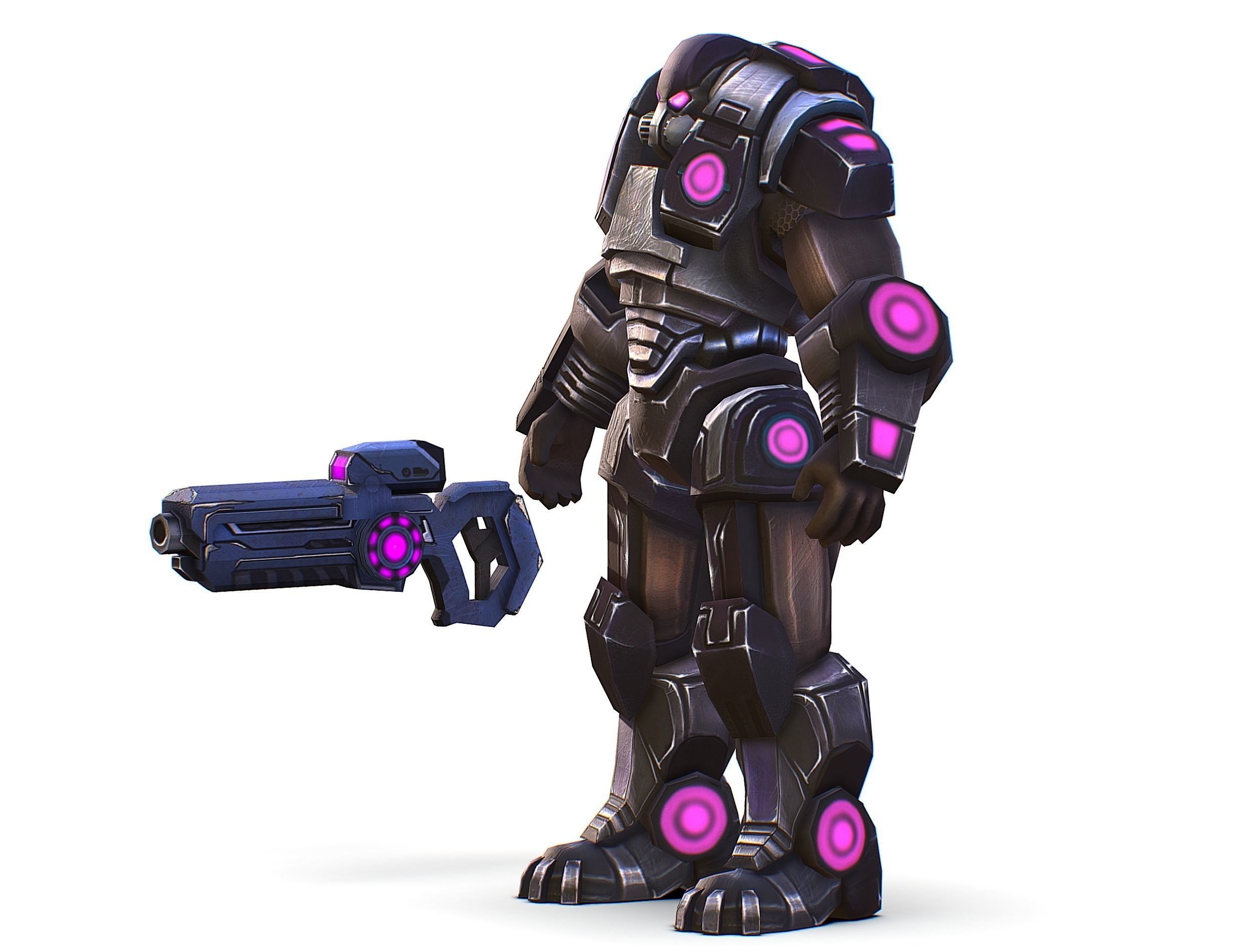 Sci-Fi Male Cyborg - Man Drone Heavy Trooper Bandit Low-poly 3D model_17