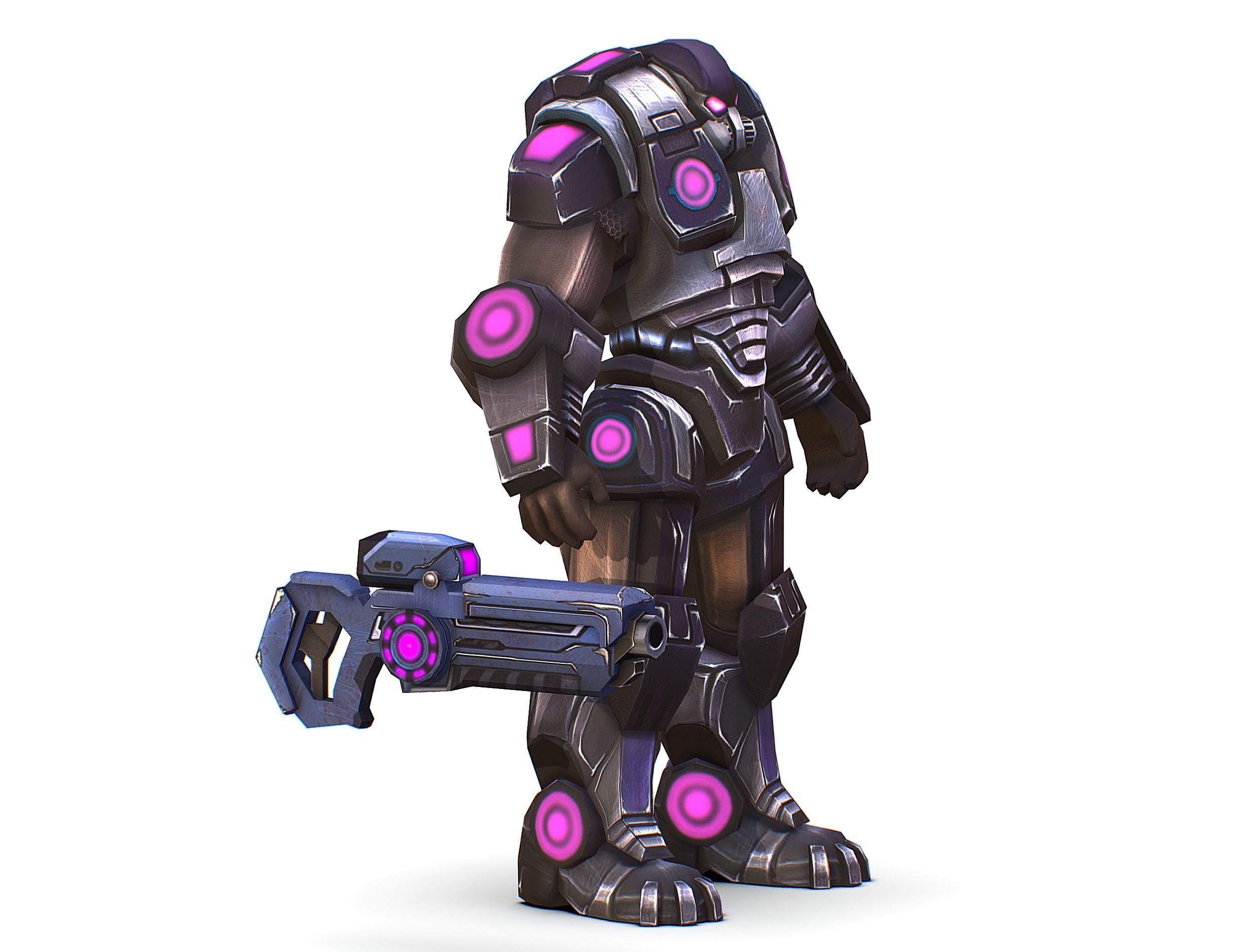 Sci-Fi Male Cyborg - Man Drone Heavy Trooper Bandit Low-poly 3D model_3