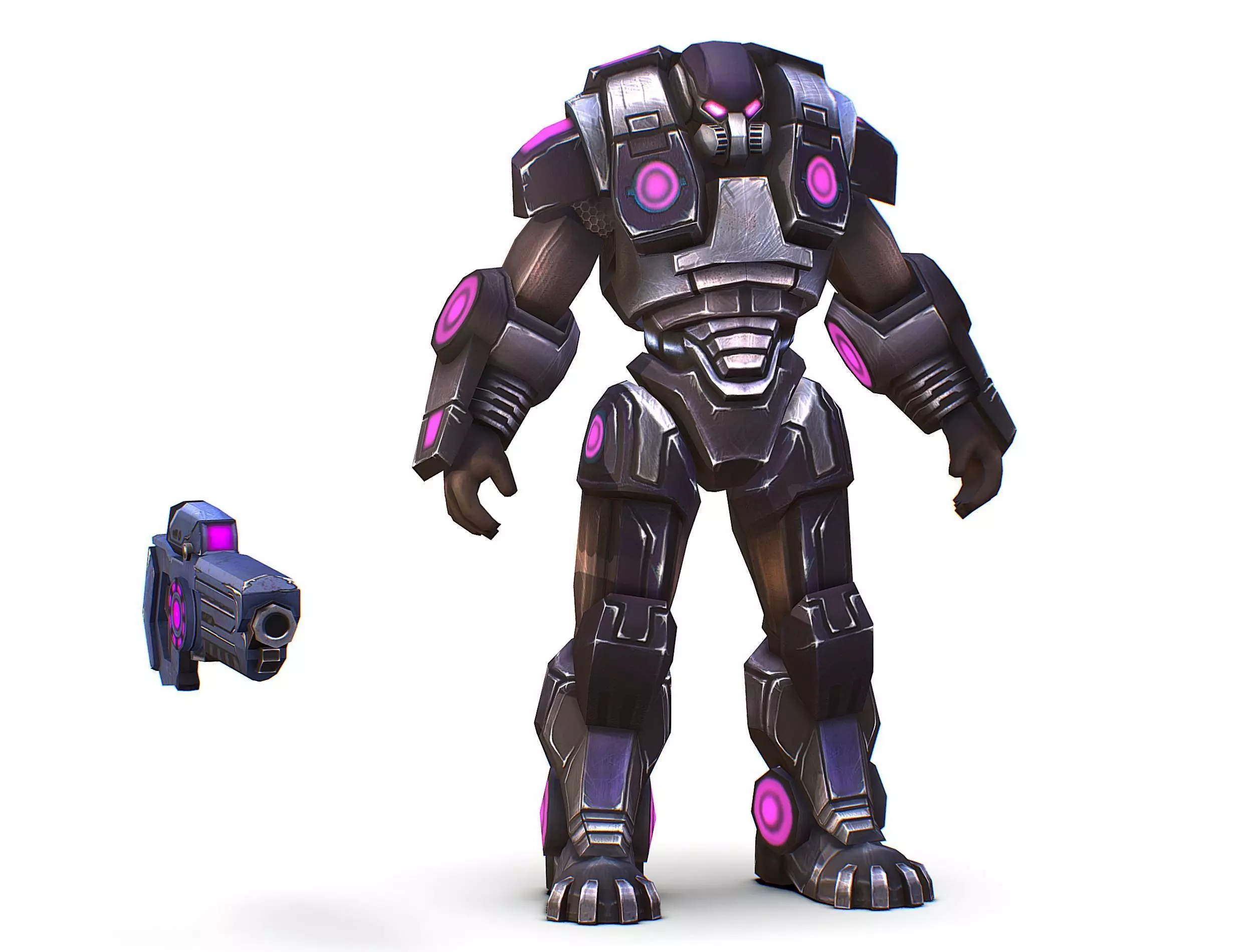 Sci-Fi Male Cyborg - Man Drone Heavy Trooper Bandit Low-poly 3D model_0